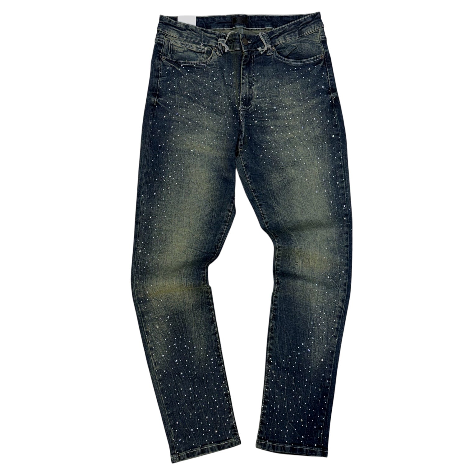 RSN - All Rhinestone Skinny Fit Denim - Dark Blue - 159