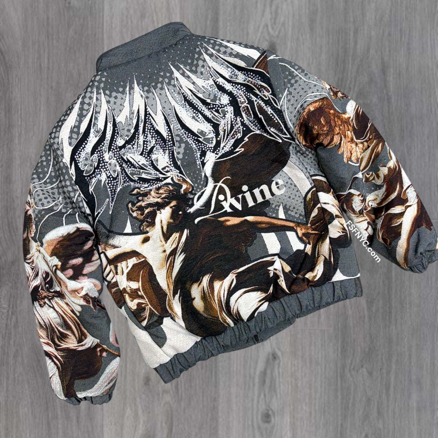 Rebel - Heaven Tapestry  Bomber Jacket- Charcoal - 543