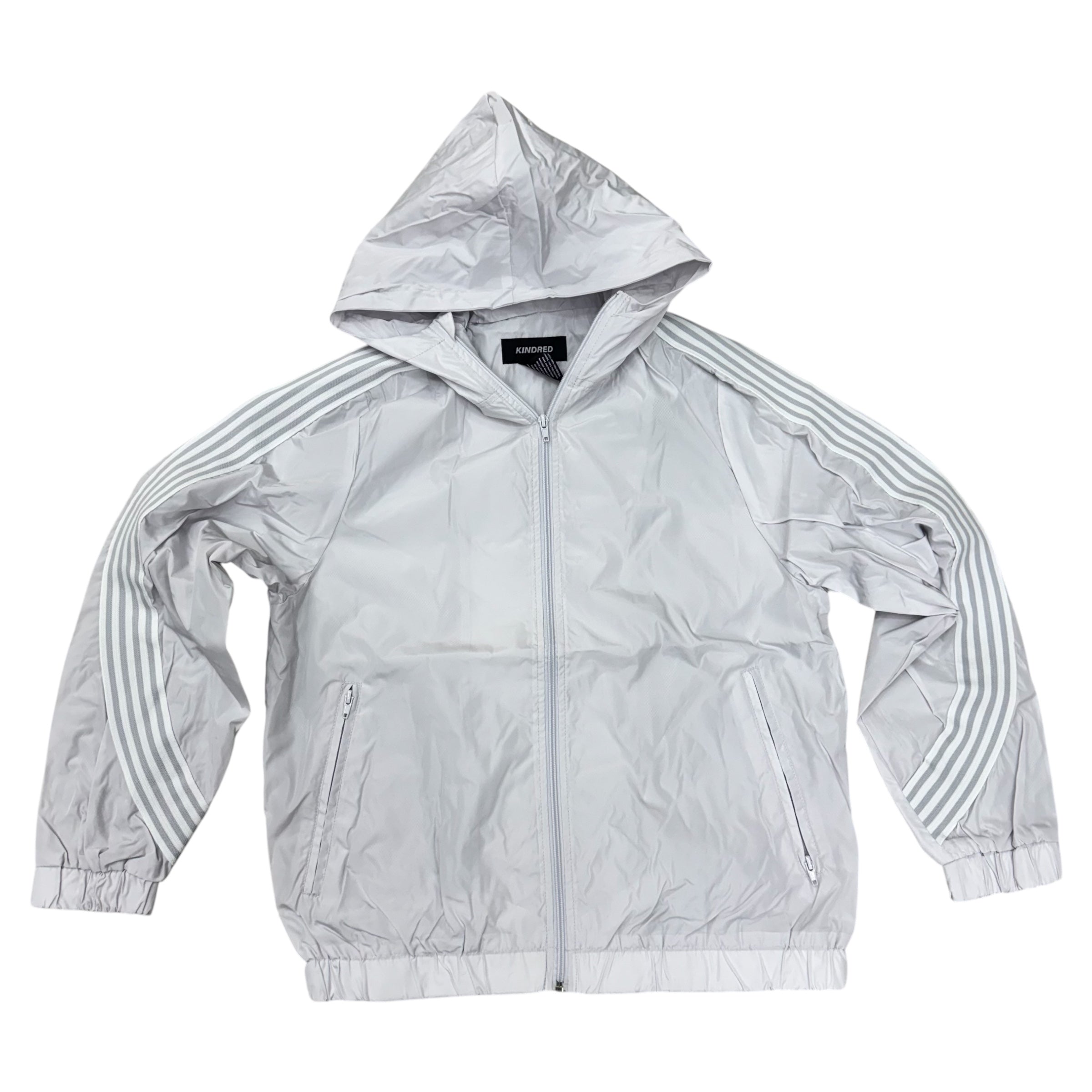 KD Striped Nylon WindBreaker Jacket Light Grey/White 2110
