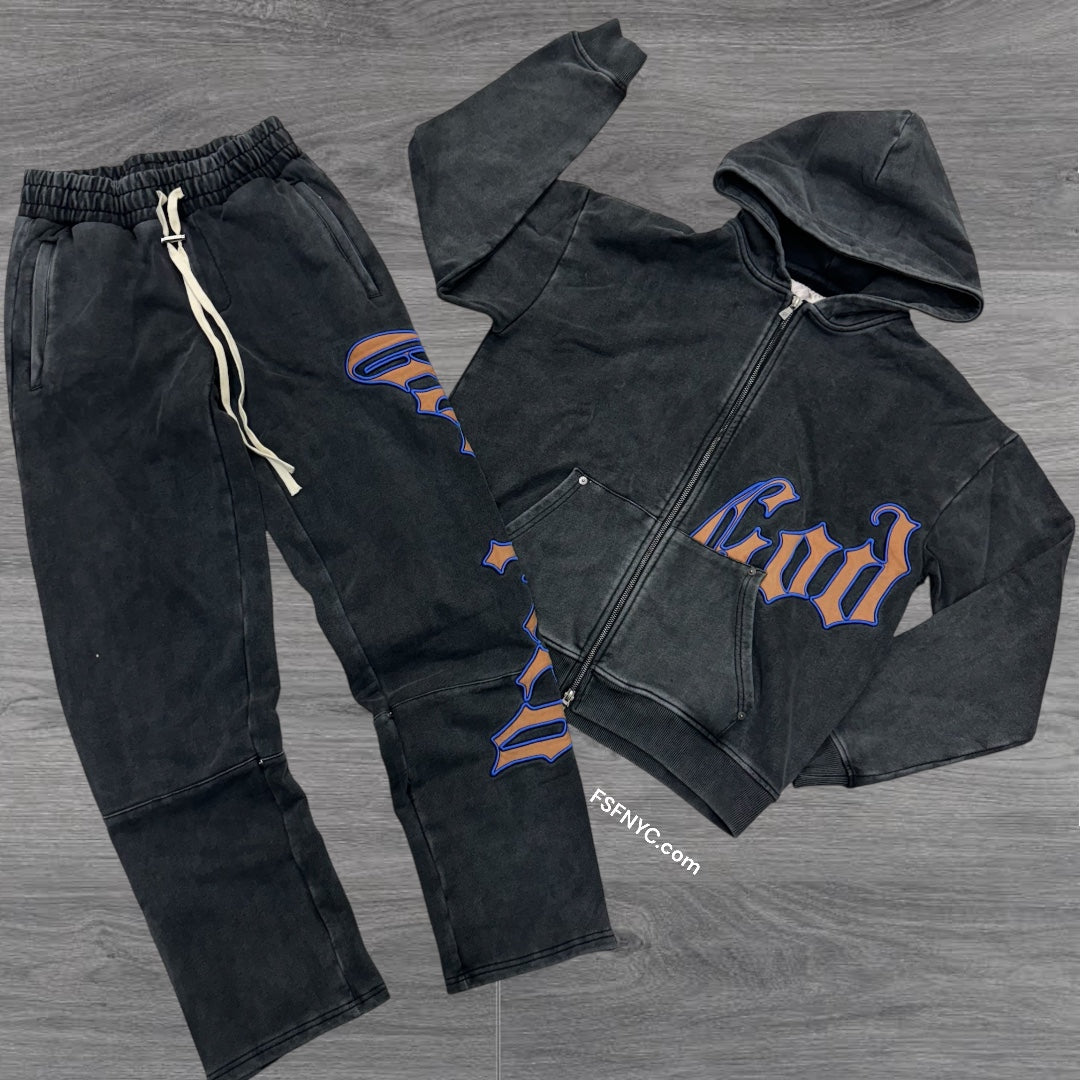 GodSpeed OG Logo Sweat Suit Black Ornage Blue