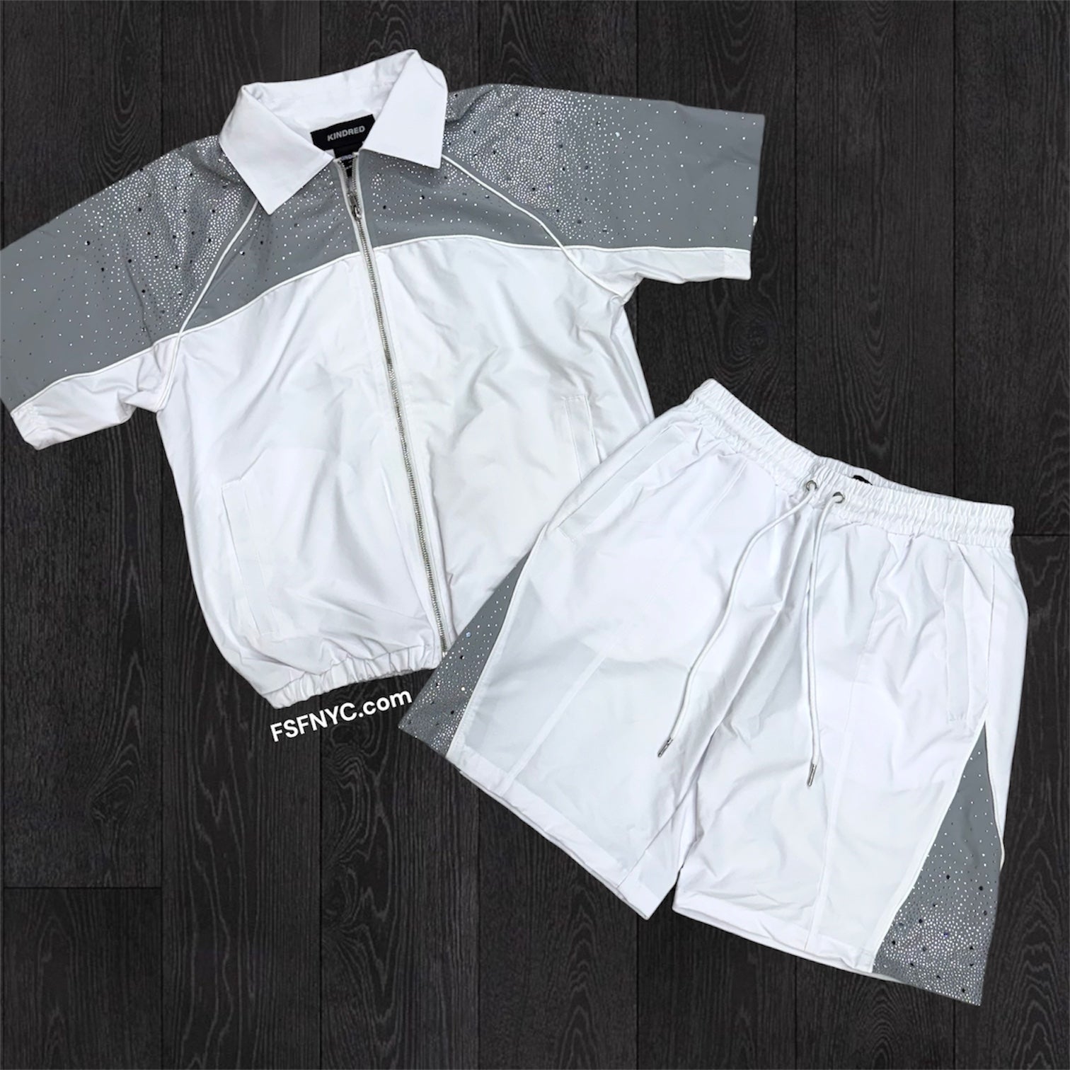 Rhinestones Windbreaker - Set - Grey/white - 267T
