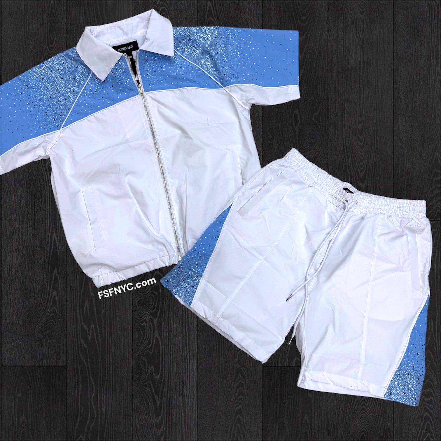 Rhinestones Windbreaker - Set - Blue/white - 267T