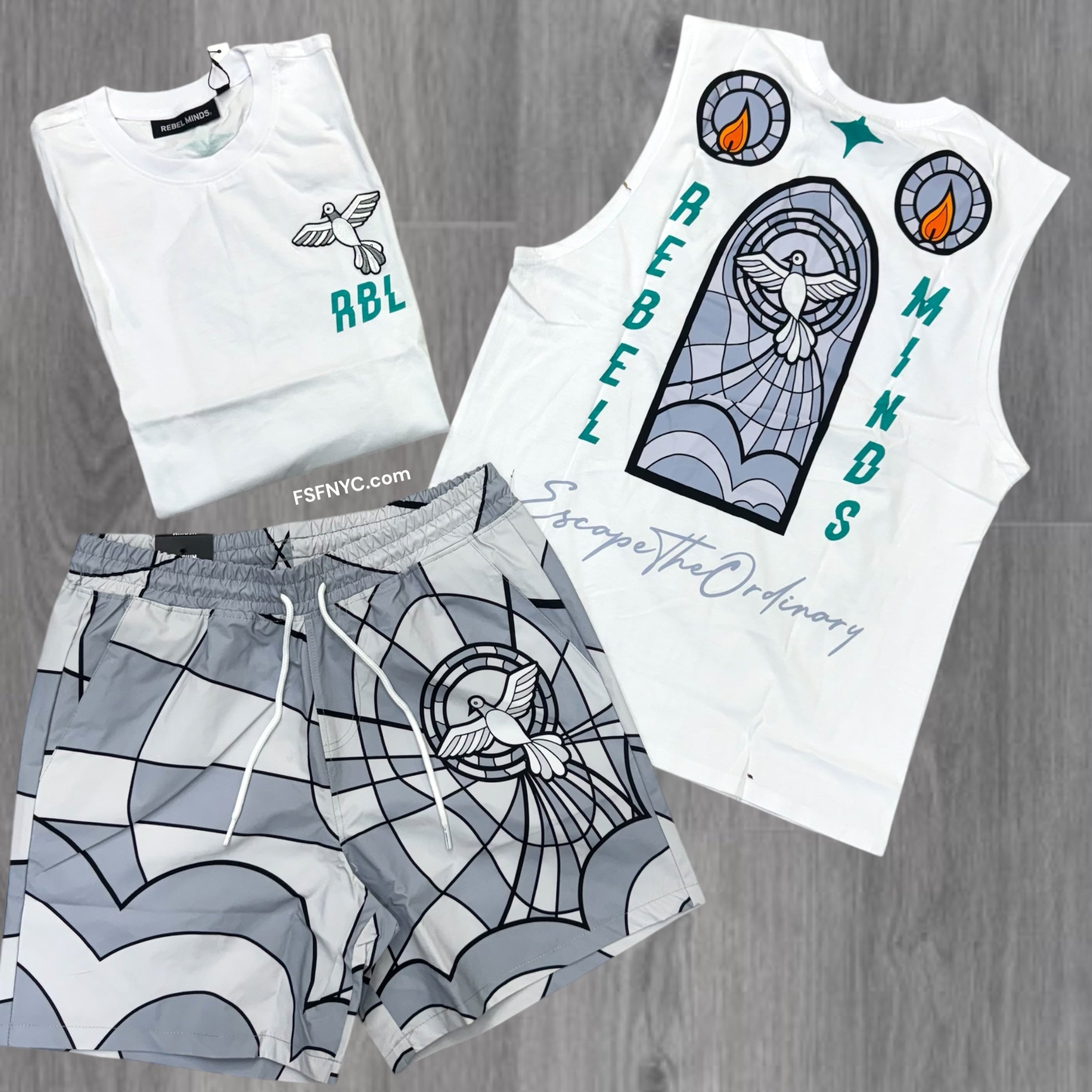 Rebel Escape Sleevless Short Set Grey white 922 122