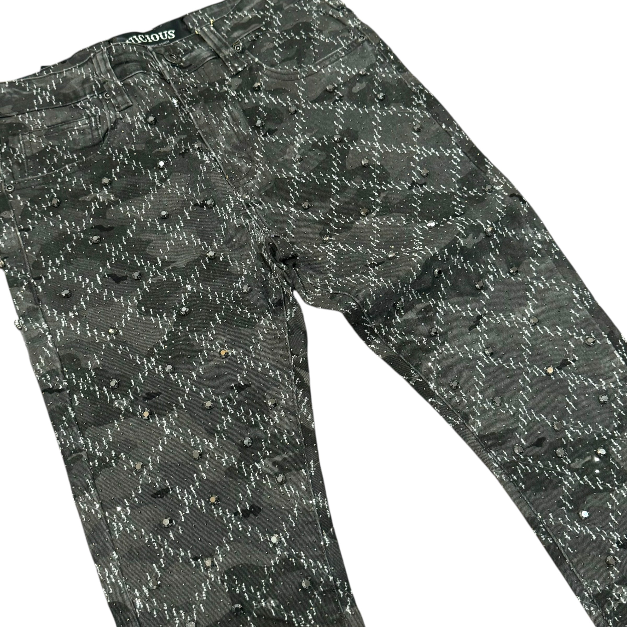 Vicious - STACKED Crystal DENIM-  Black Camo -VC510