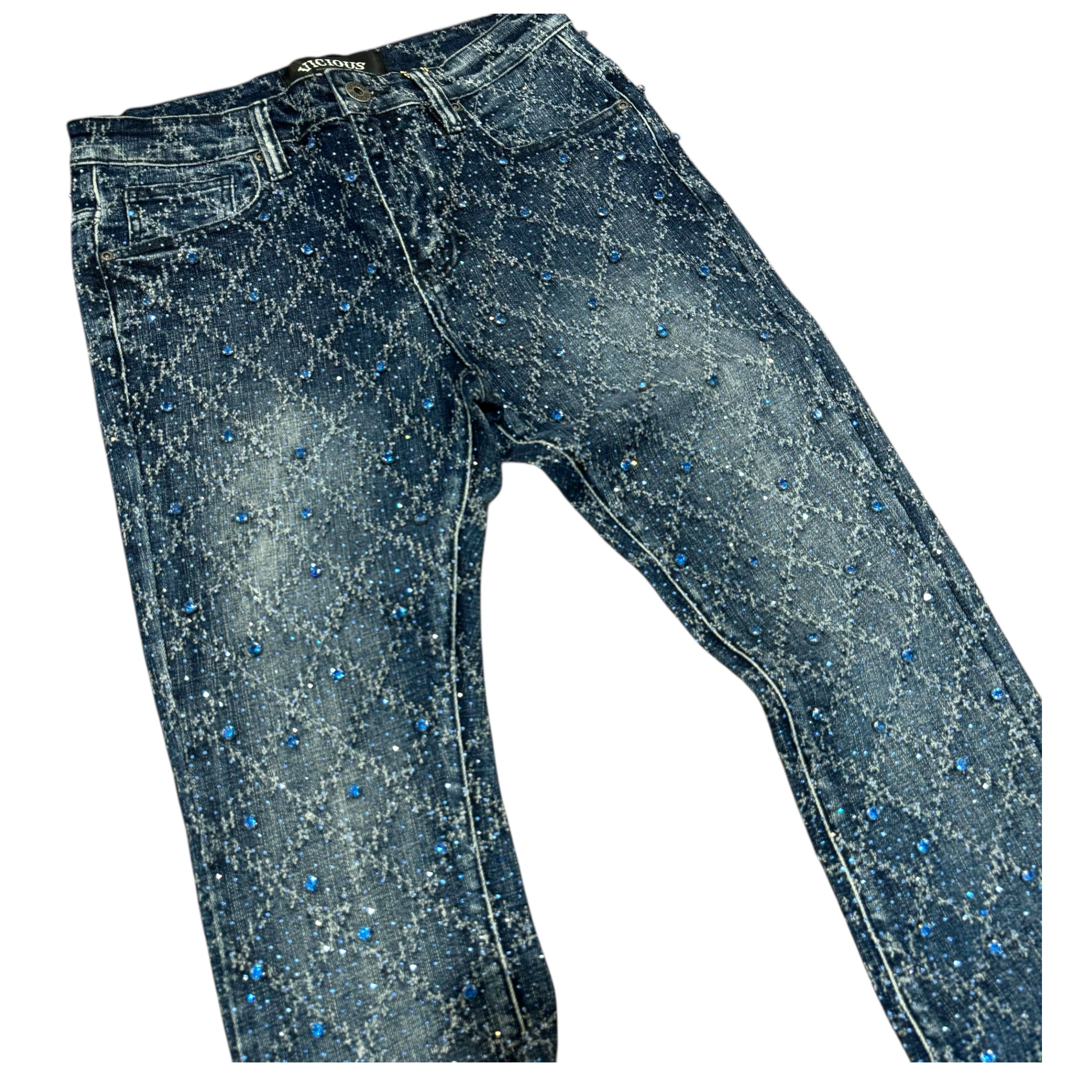 Vicious - STACKED Crystal DENIM-  Dk Blue -VC510