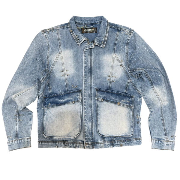 Vicious - Rhinestone Denim Jacket - Blue - VC760
