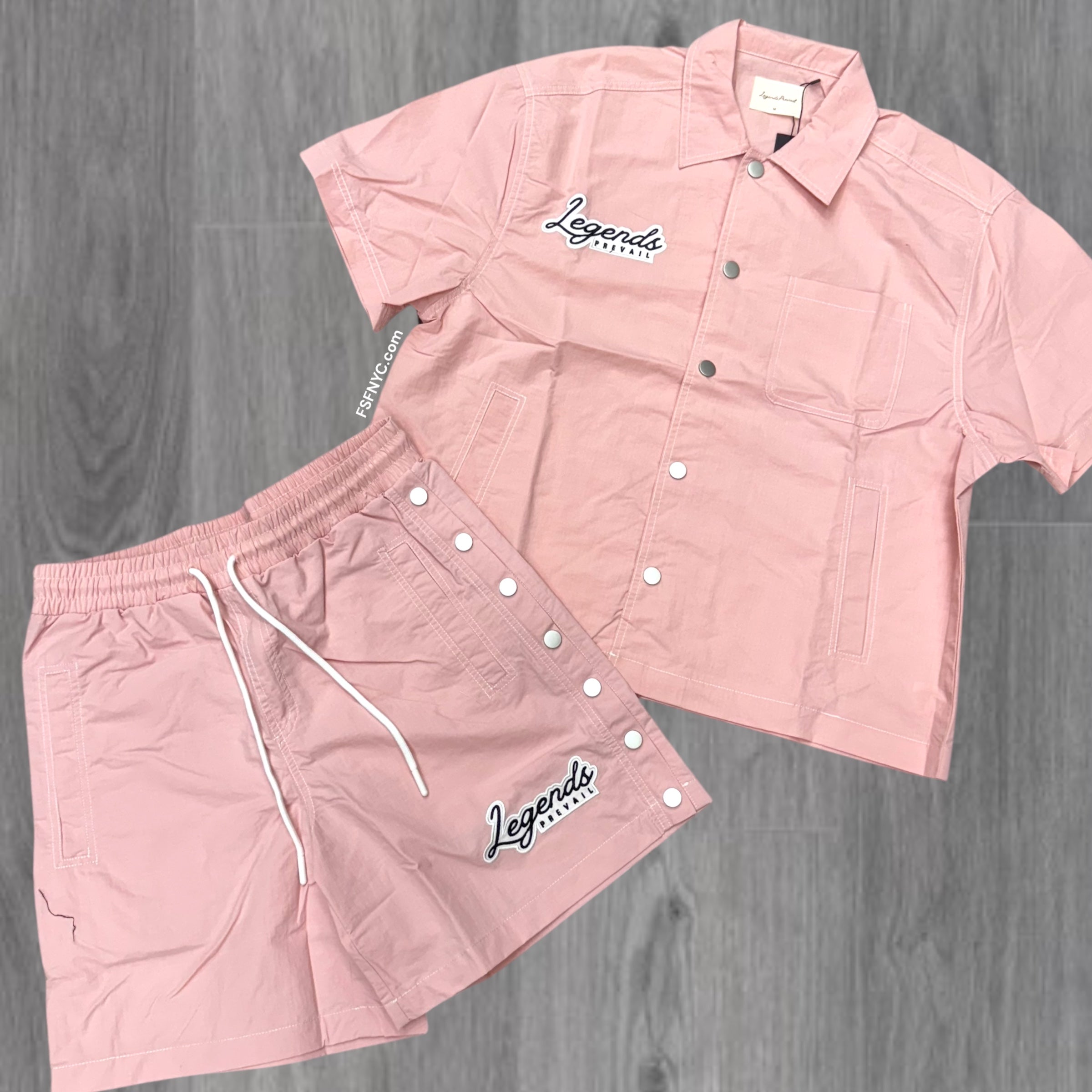 Prevail Button Down Short Set pink