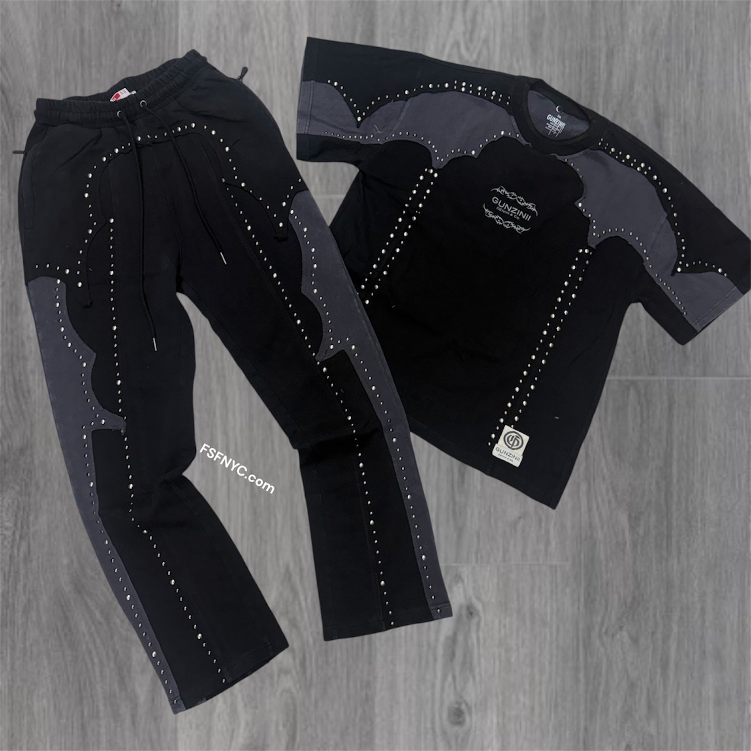 Gunzini - Stacked Pants-T-shirt Set - Black -  735 736
