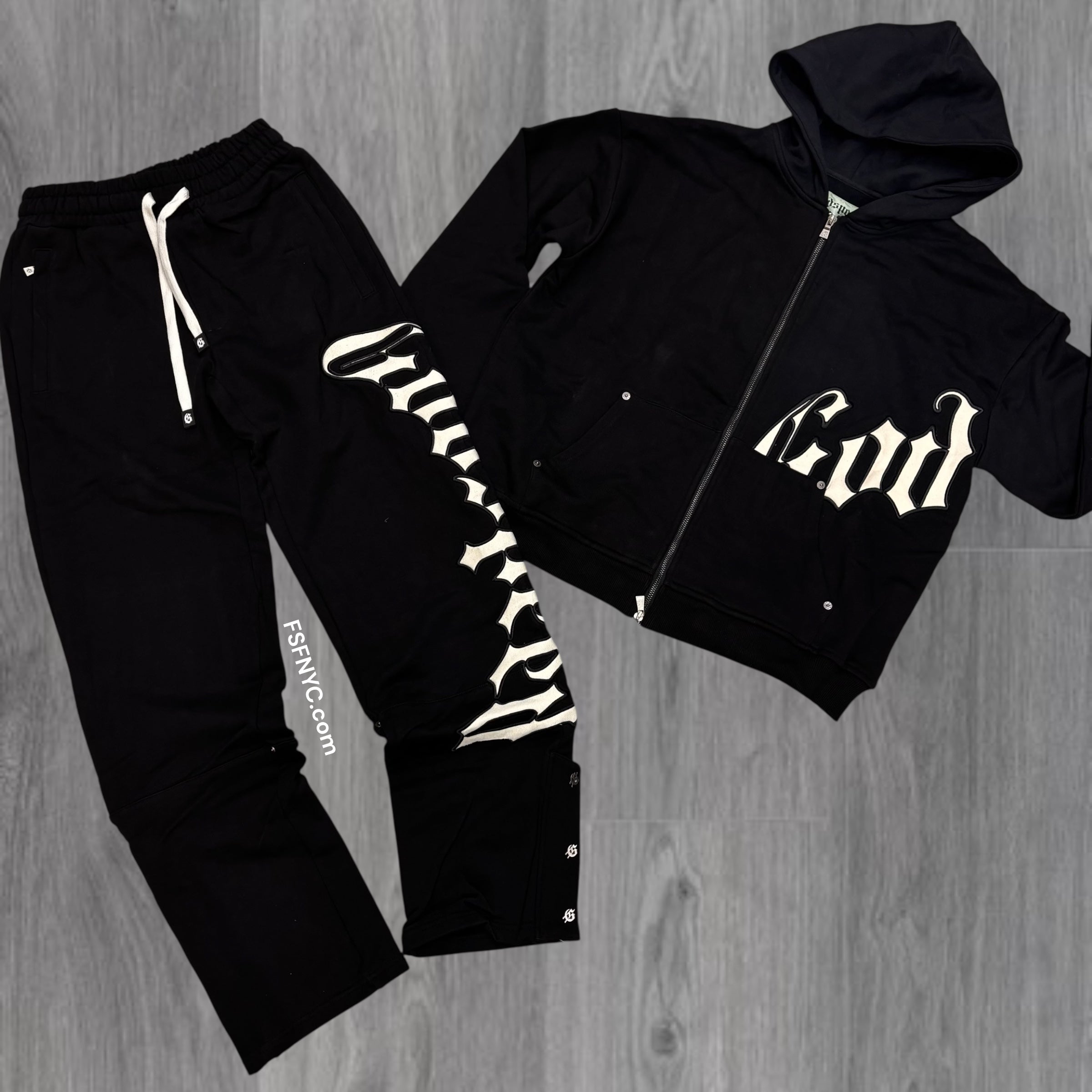 GODSPEED - Classic Zip Sweat suit - Black/White