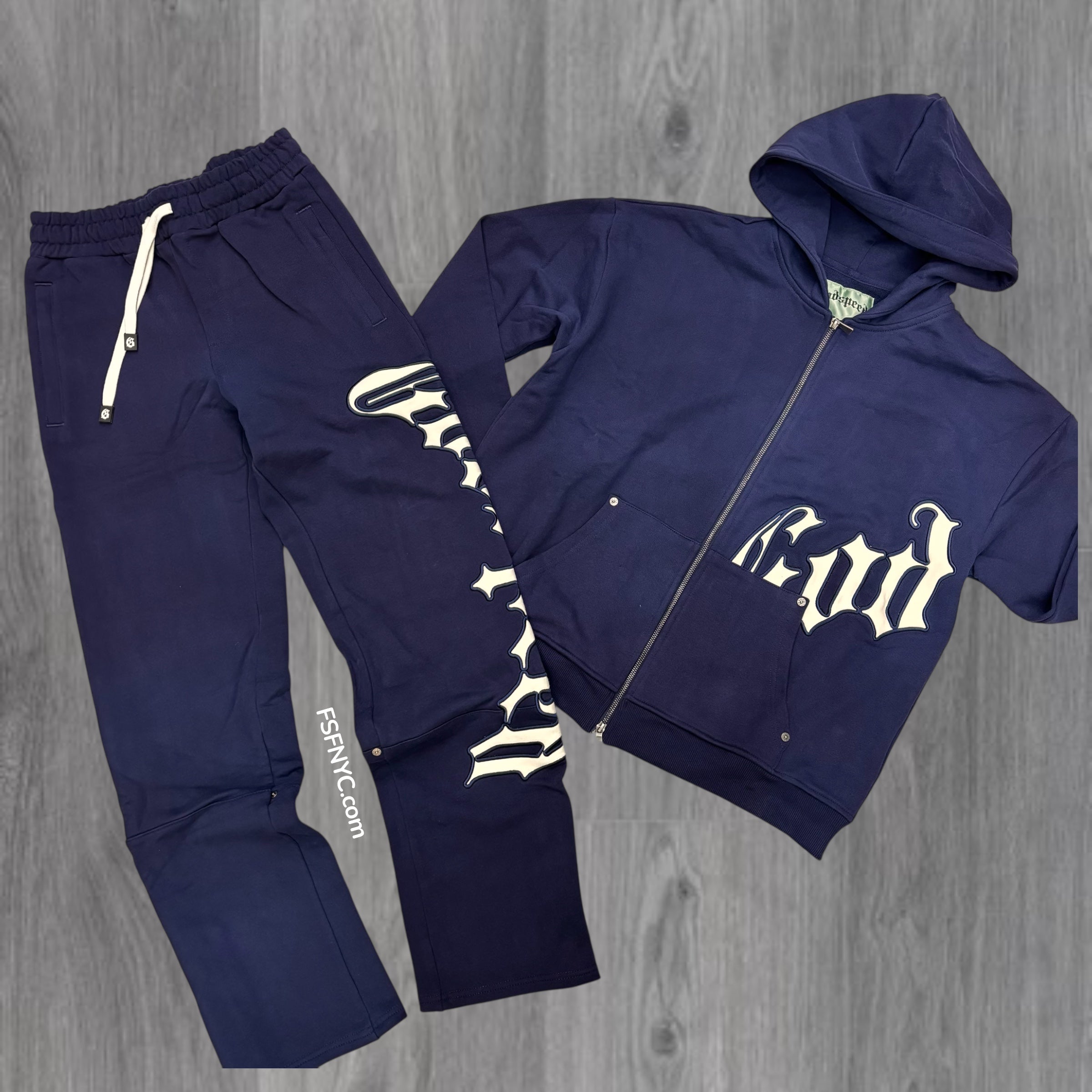 GODSPEED - Classic Zip Sweat suit - Navy/White