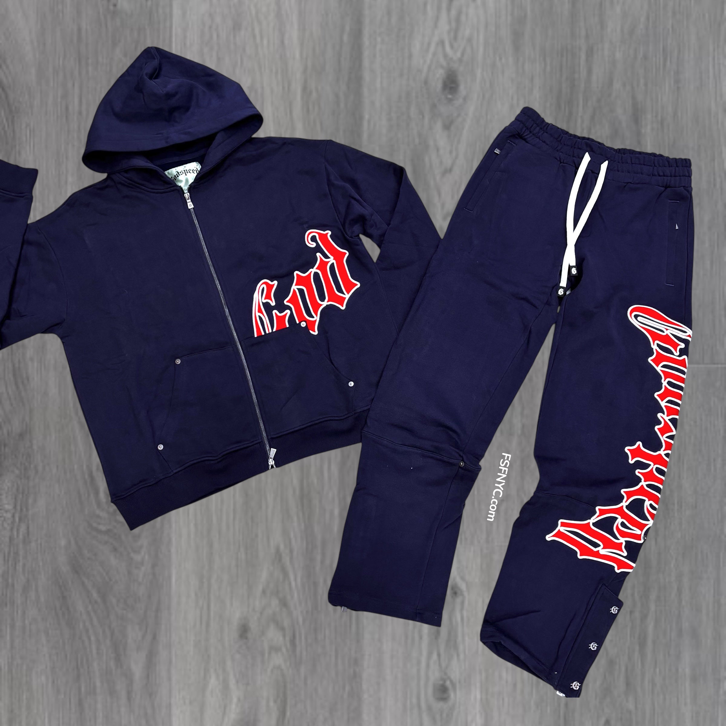 GODSPEED - Classic Zip Sweat suit - Navy/Red