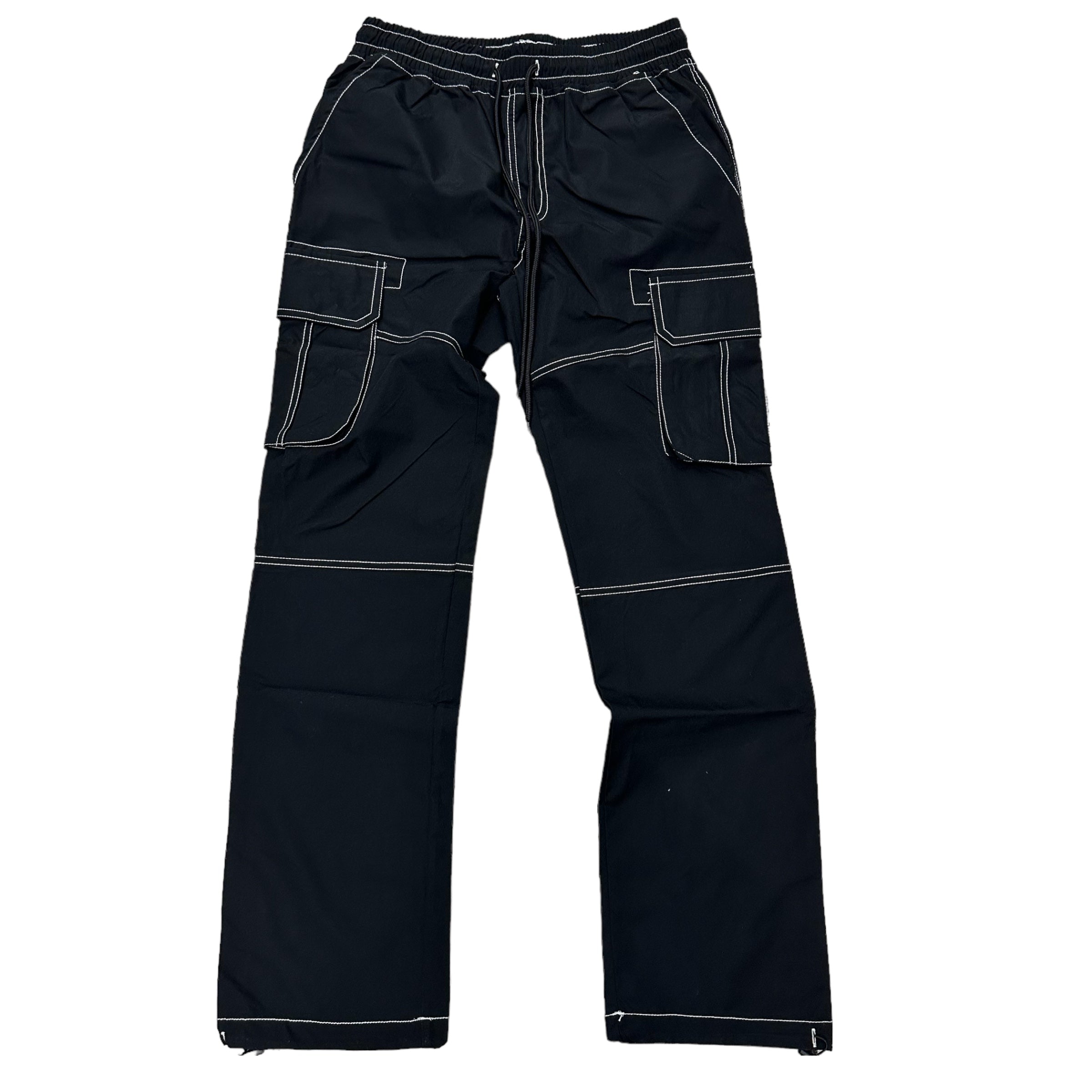 Rebel Nylon Contrast stitching Cargo Pants Black 420