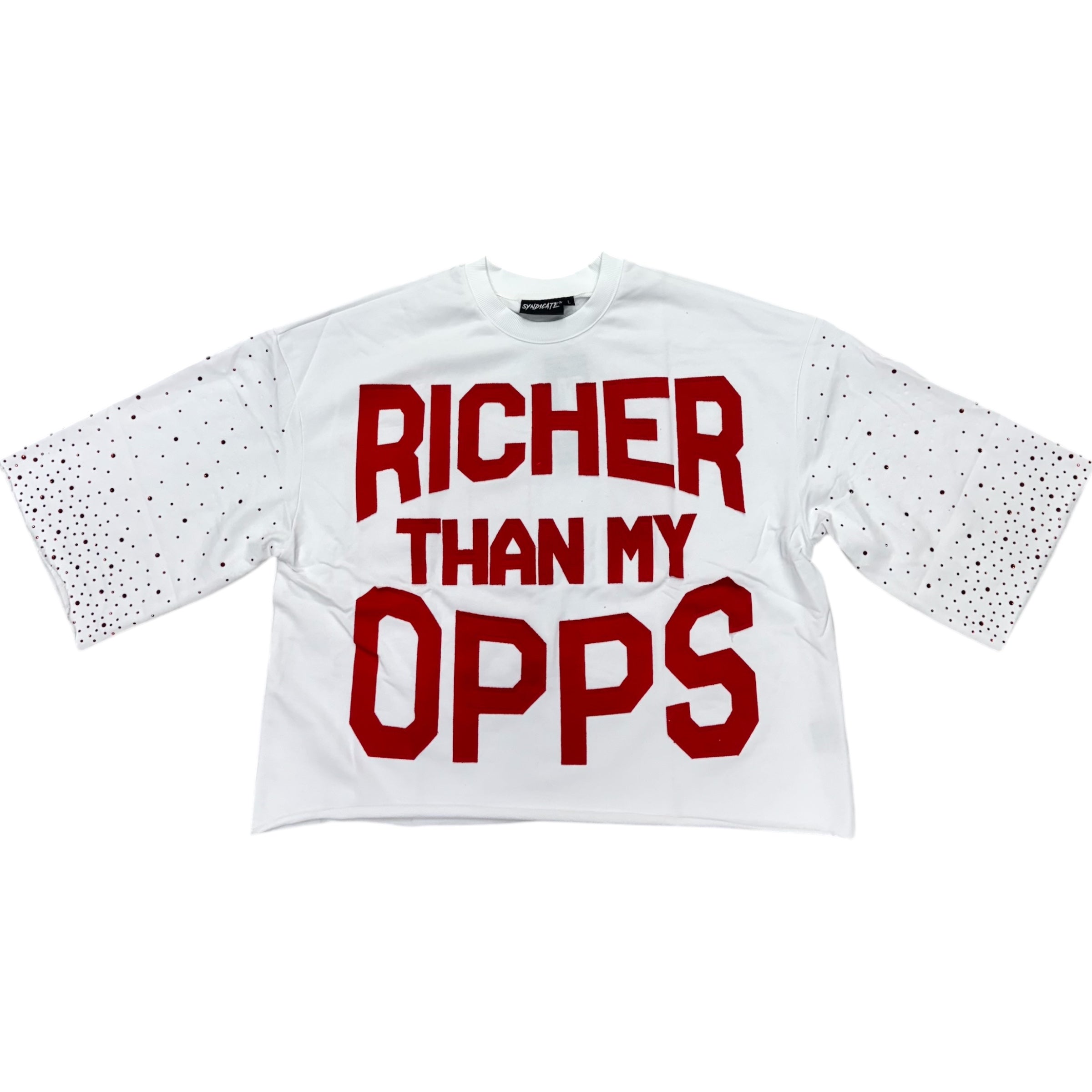 SYN Rhinestone Richer Than My Opps White/Red SYAN-7 M