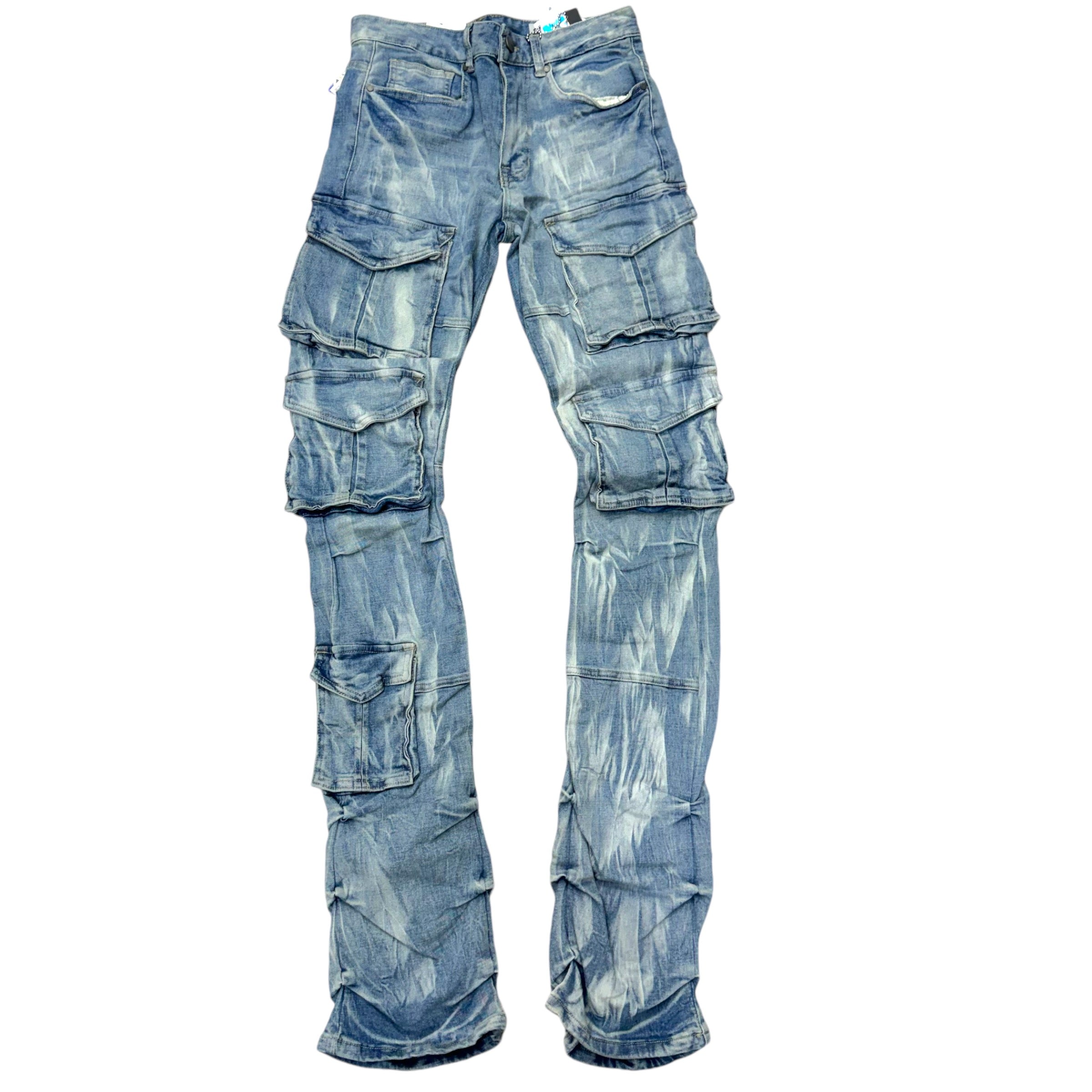 Rise Stacked utility Cargo Denim Syosett Blue 24543