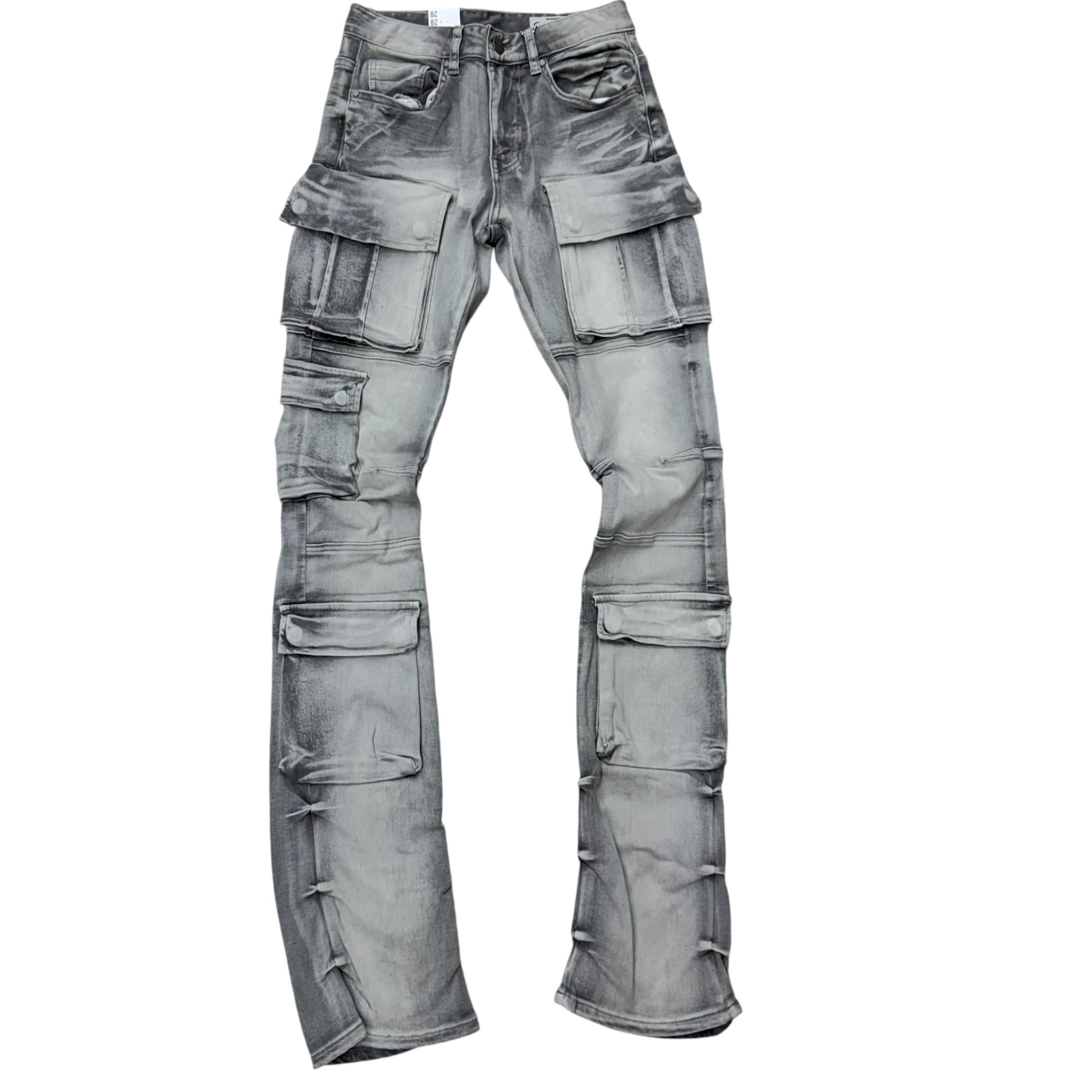 Rise Stacked utility Cargo Denim Breezy Grey 24143