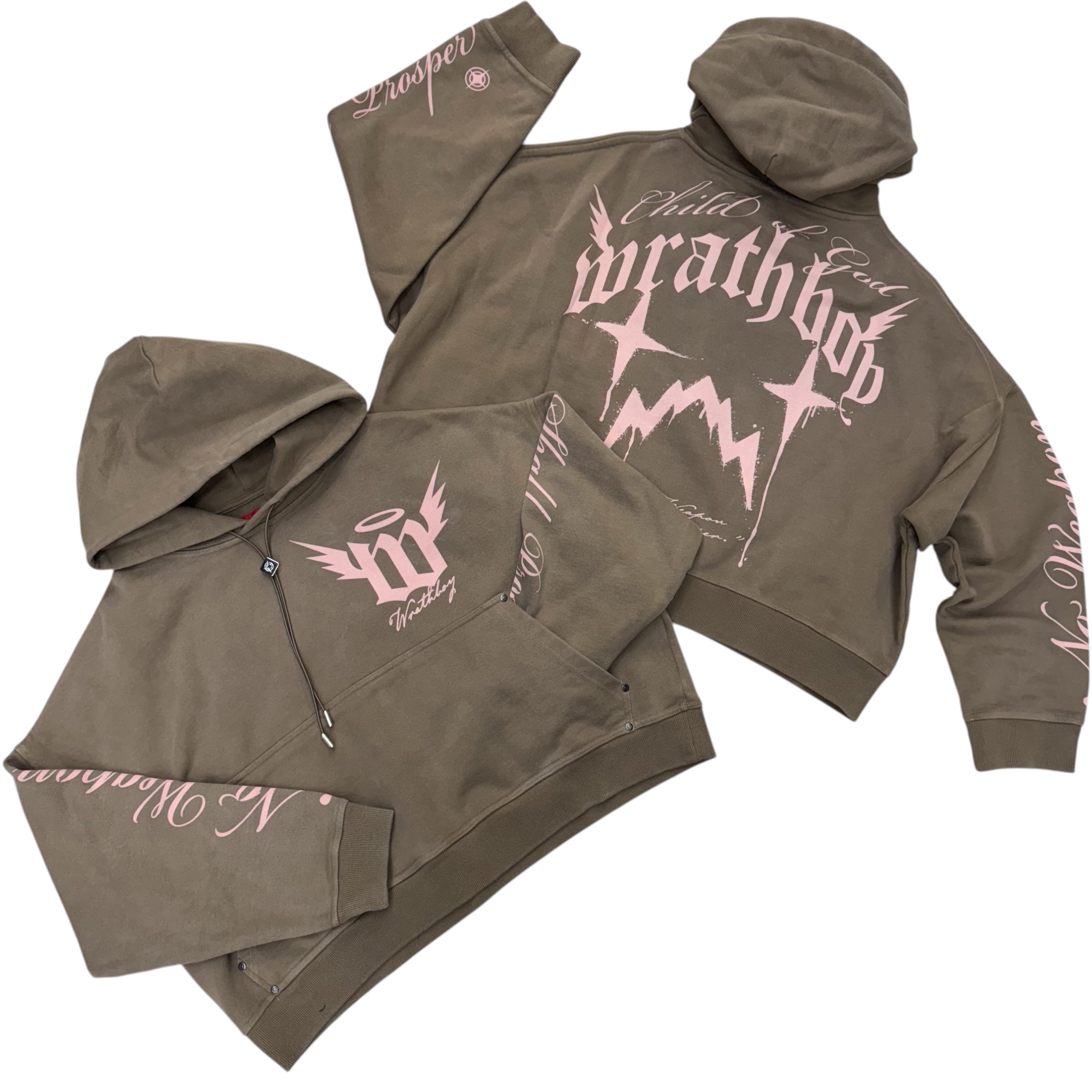 WrathBoy child of God cropped Hoodie Taupe 078