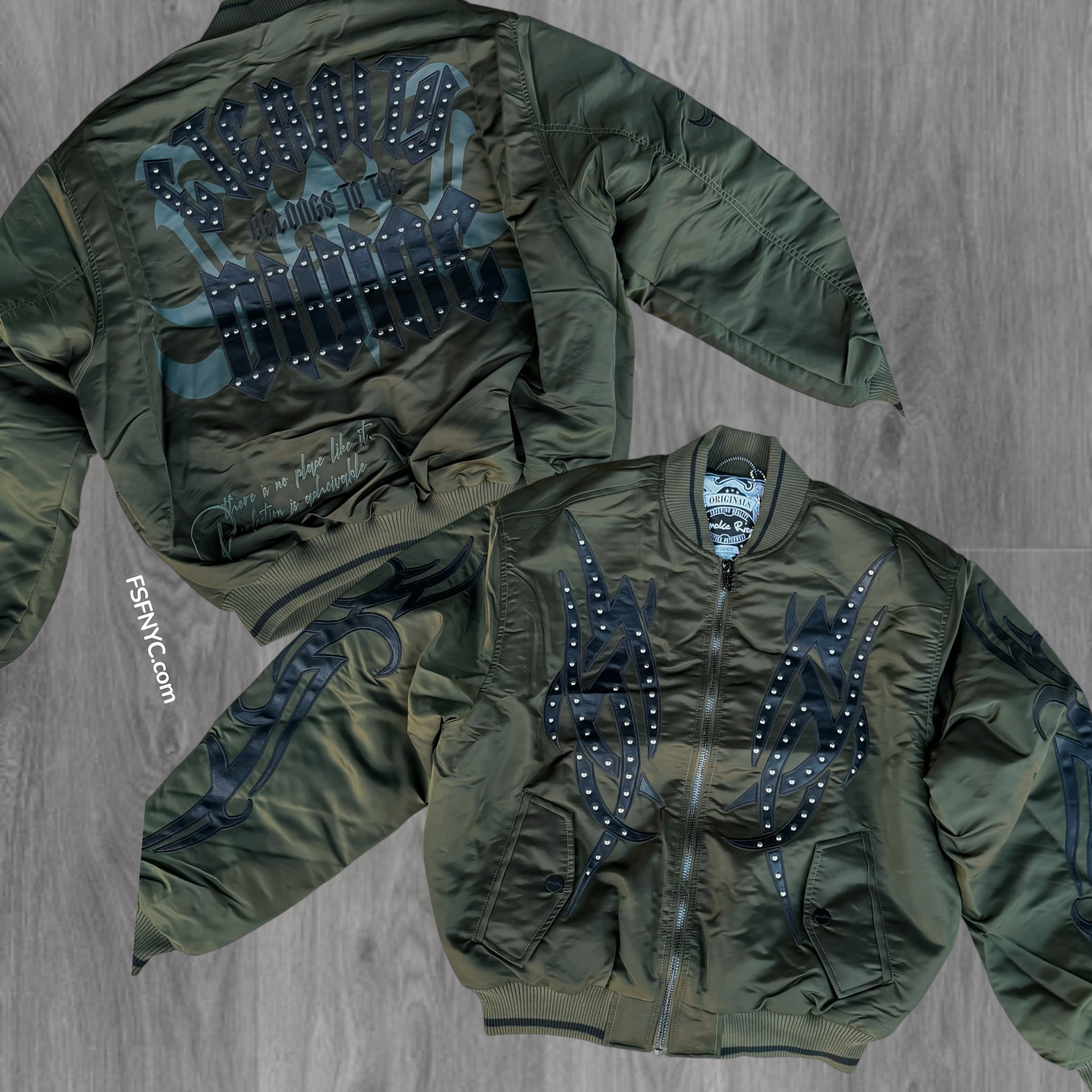 Rise - Flight Bomber Jacket -Army Green - 25692
