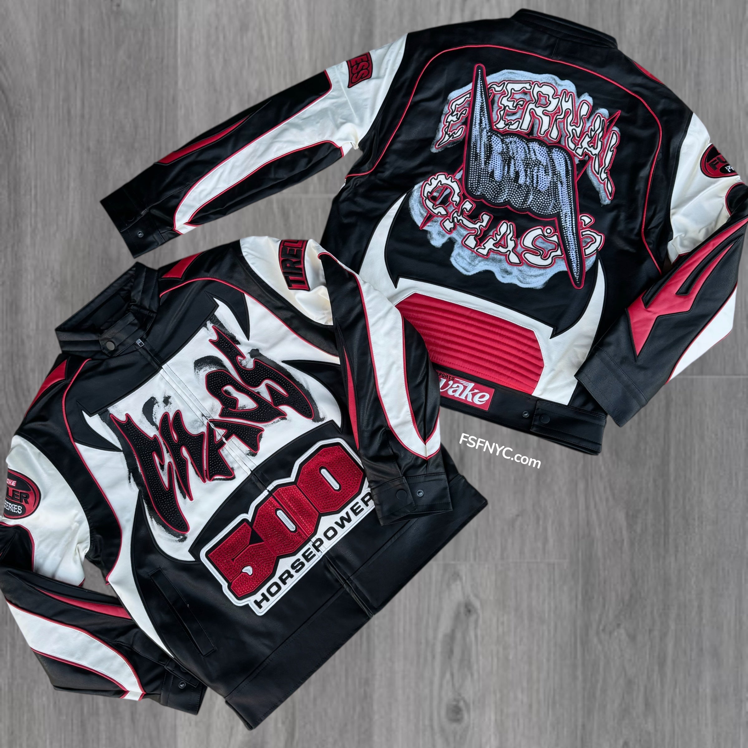 Rise - PU Racing Jacket - Red - 25688