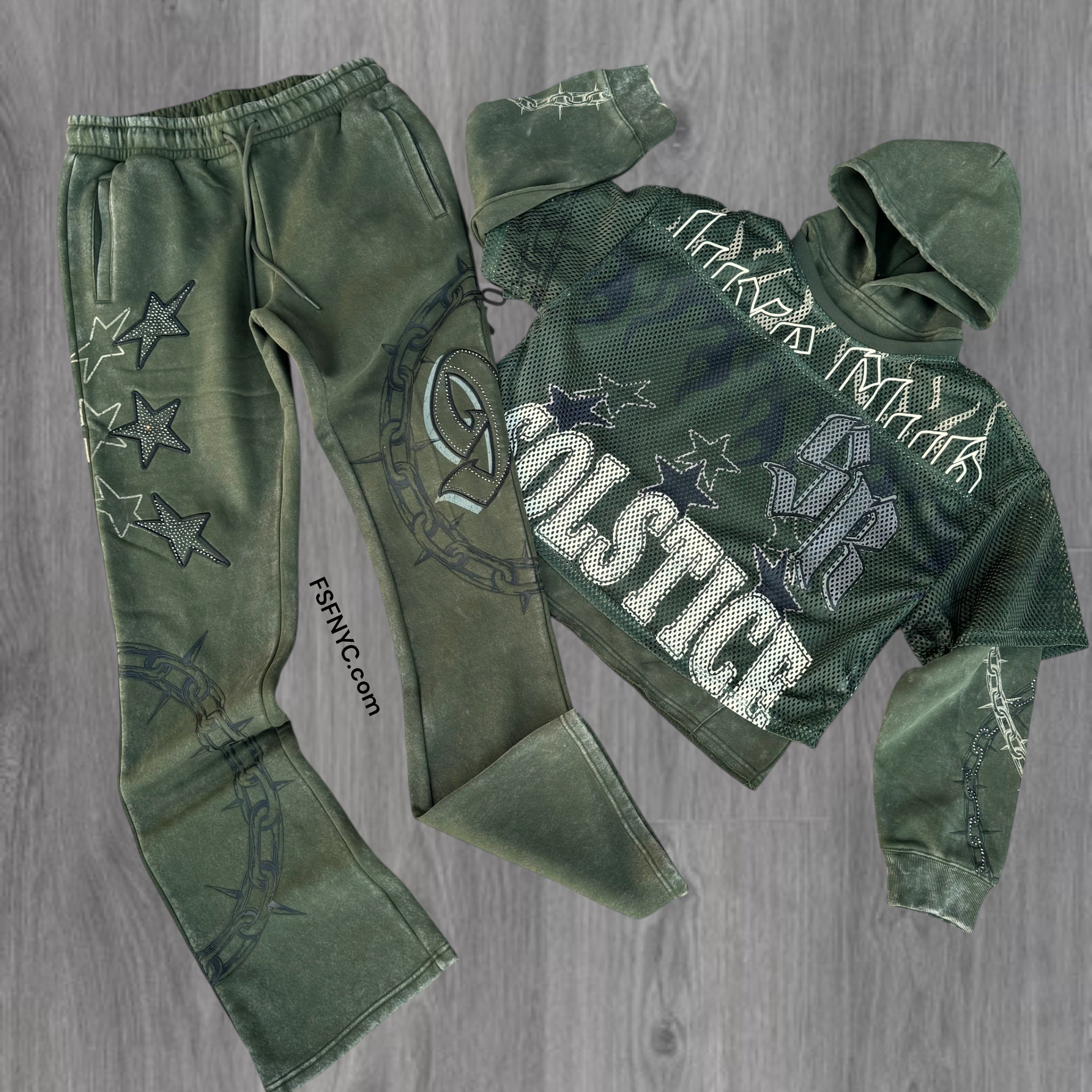 Rise - Stacked Luxe Club Sweat Suit - MOSS Green - 25674
