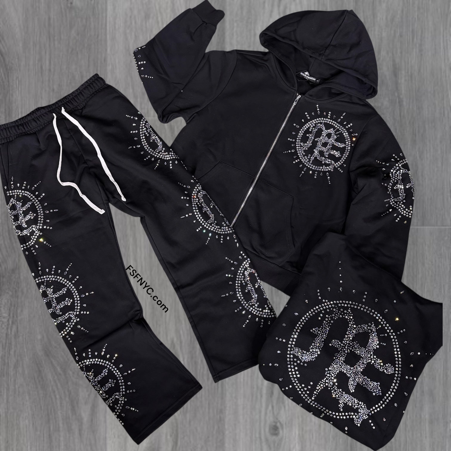 Mixed Emotion - Sweat Suit Eclipse Rhinestone - Jet Black