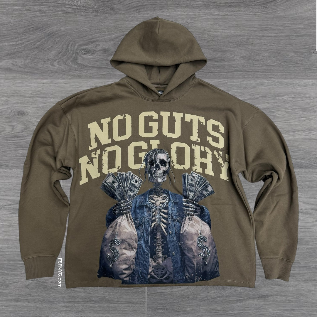 Roku Rhinestone No Guts Crop Hoodie TAUP 1587