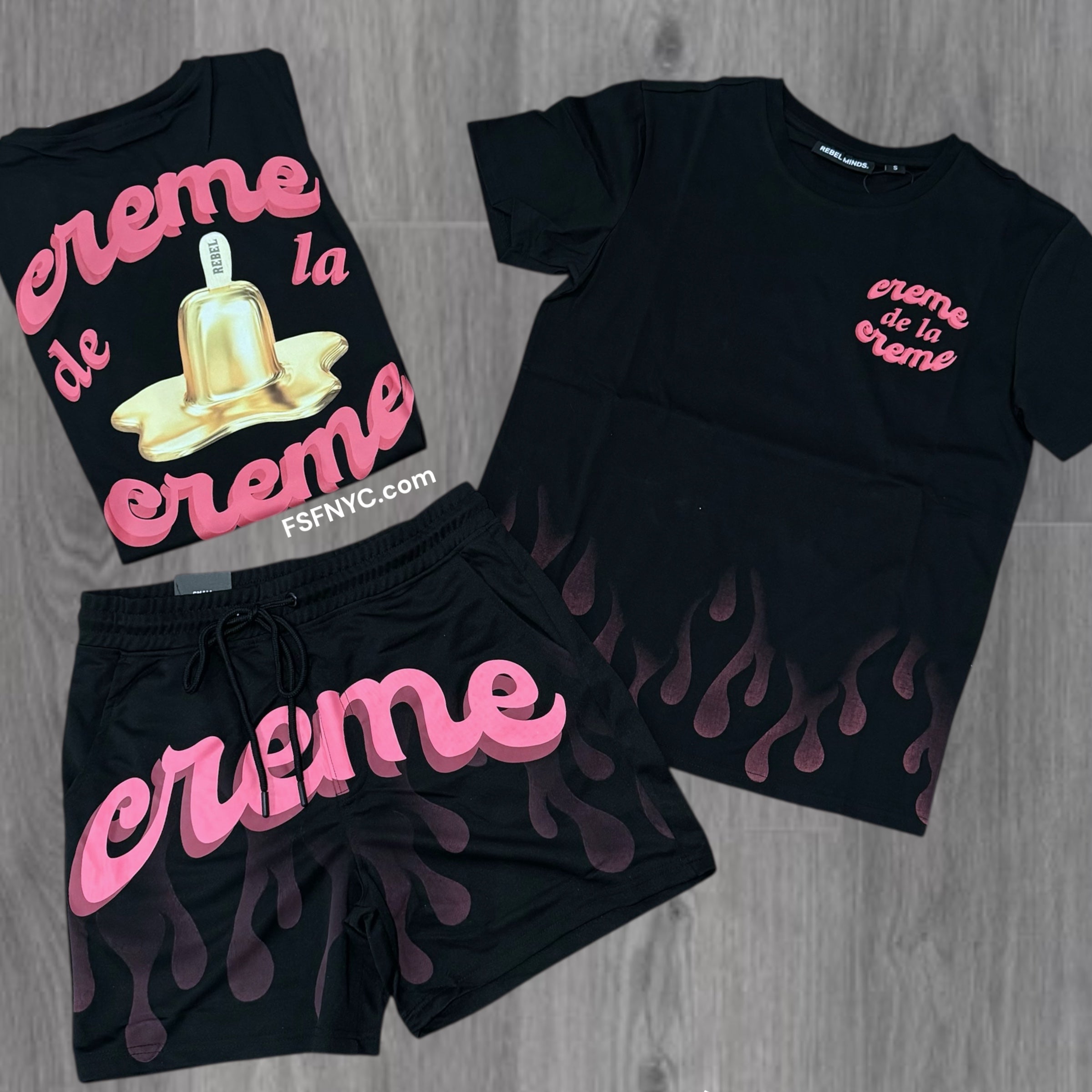 Rebel Crème Short Set Black 953 153