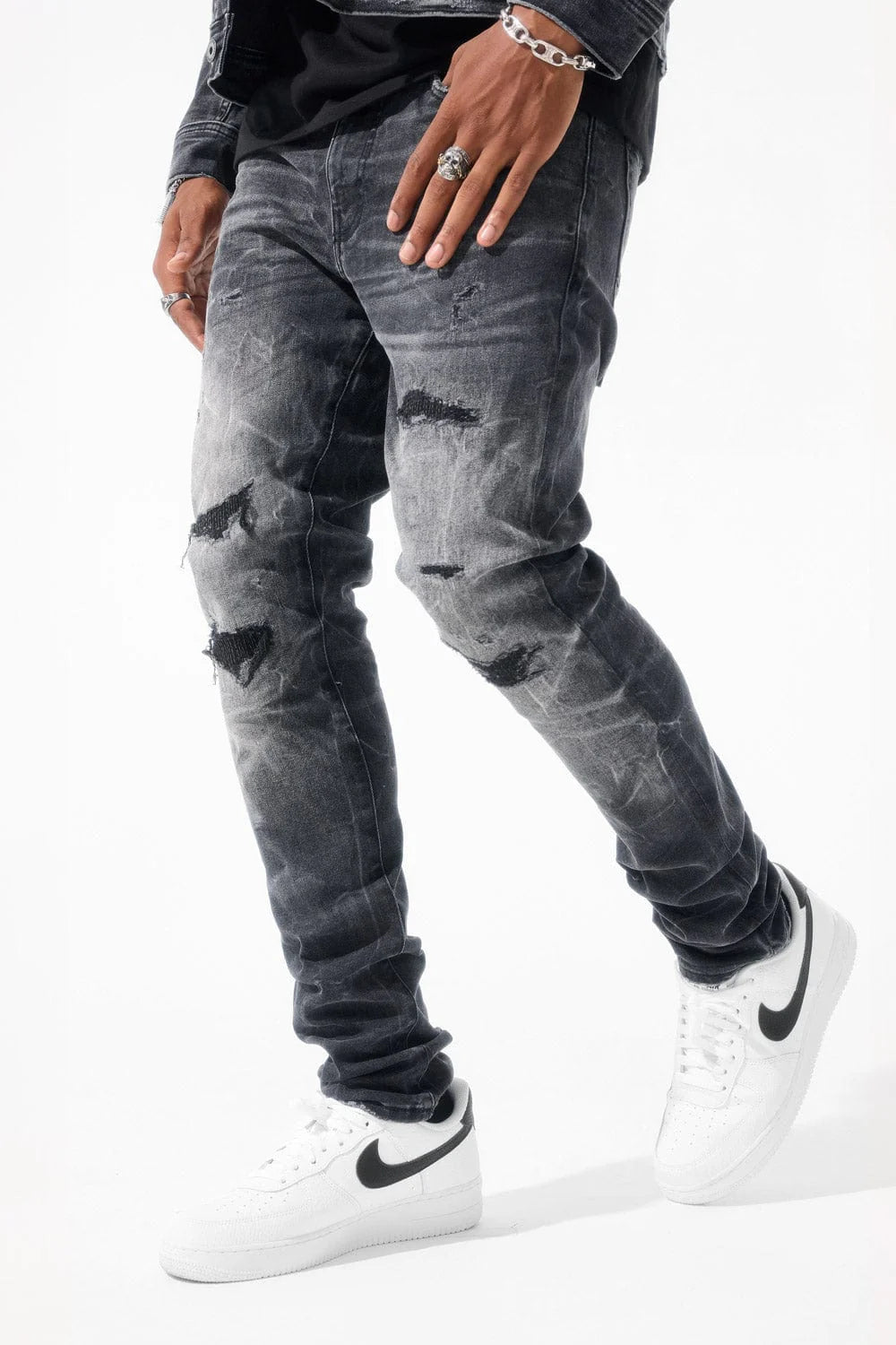 JC shreds Slim Jeans Black Shadaw 1220 js1220