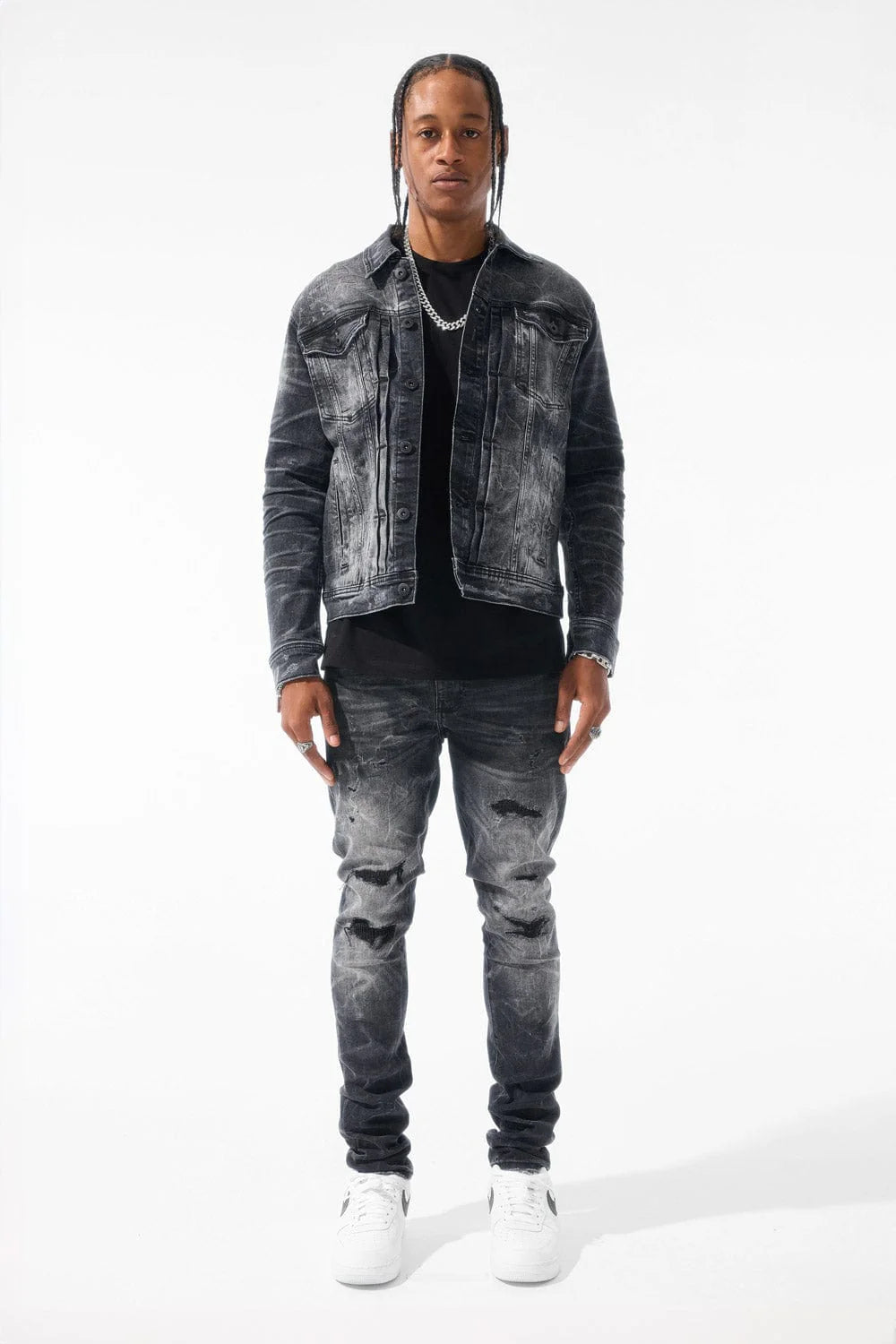 JC  shred Denim jacket  Black Shadaw 1220 jj1220