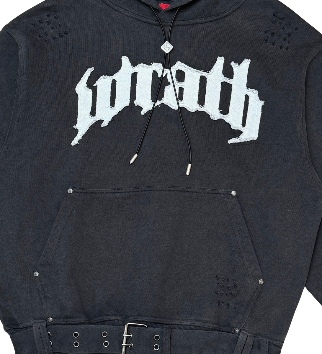 WRATHBOY - OPIUM wrath Belt  Hoodie - Black - 028A