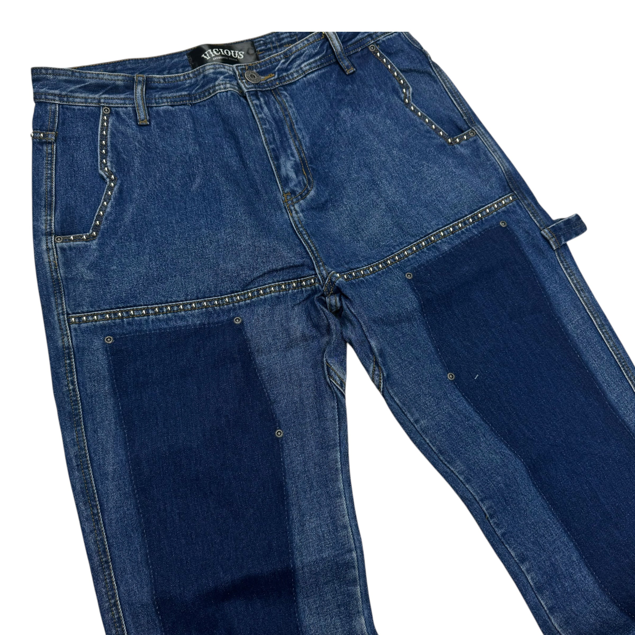 Vicious Baggy Studded Denim Indigo VC020