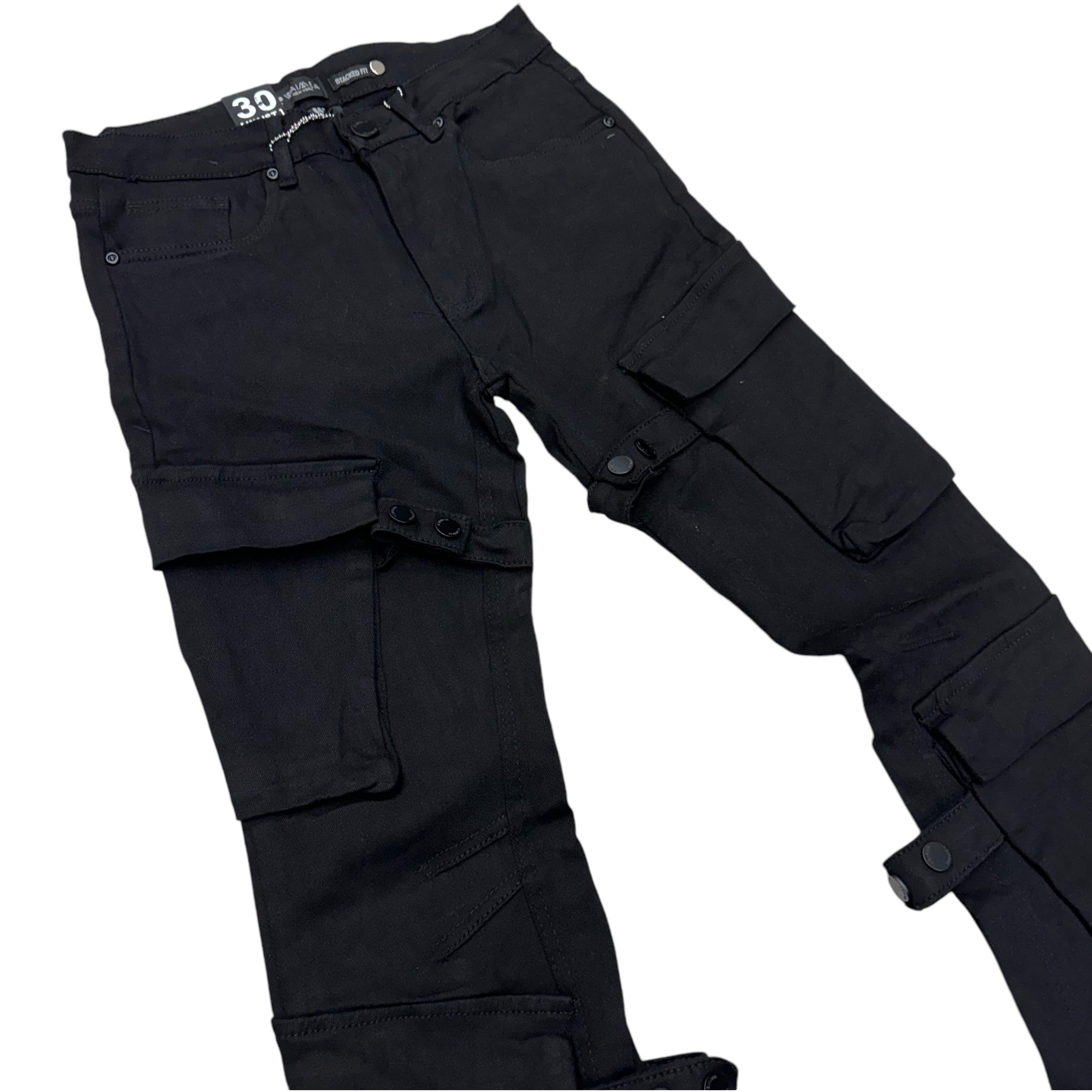 Stacked cargo Denim Jet Black 8260