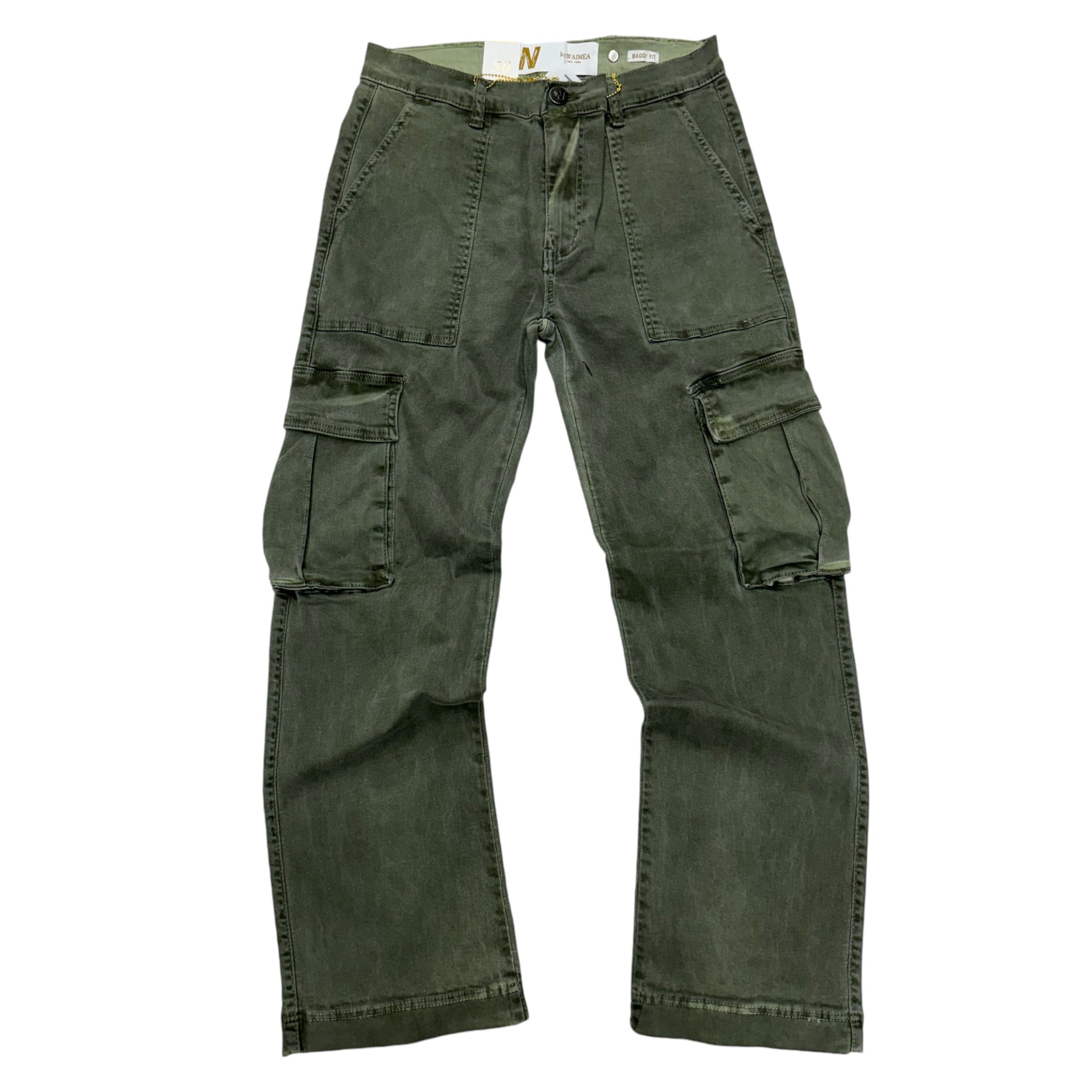 Baggy Fit Cargo Denim  Green wash 8131