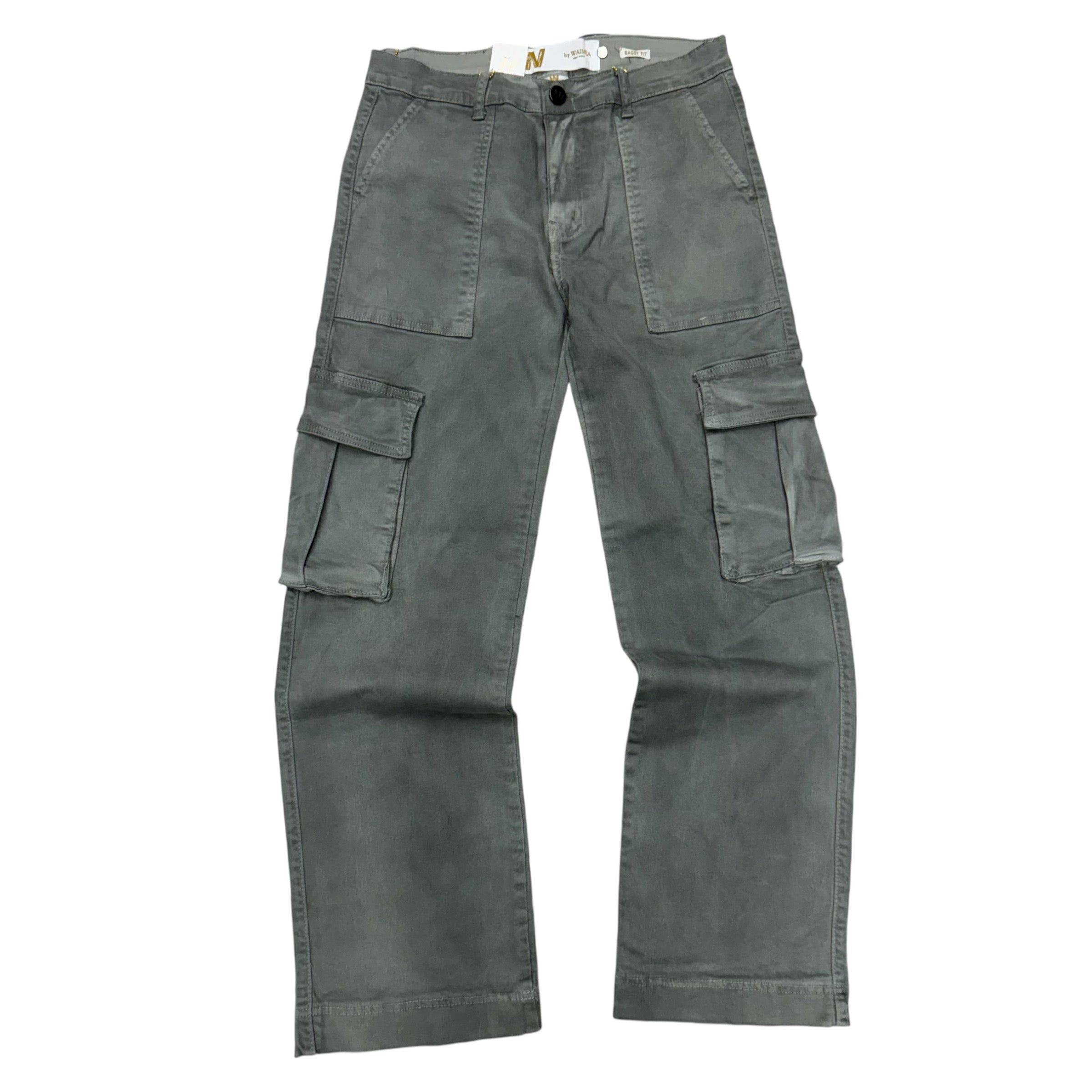 Baggy Fit Cargo Denim Grey  wash 8131