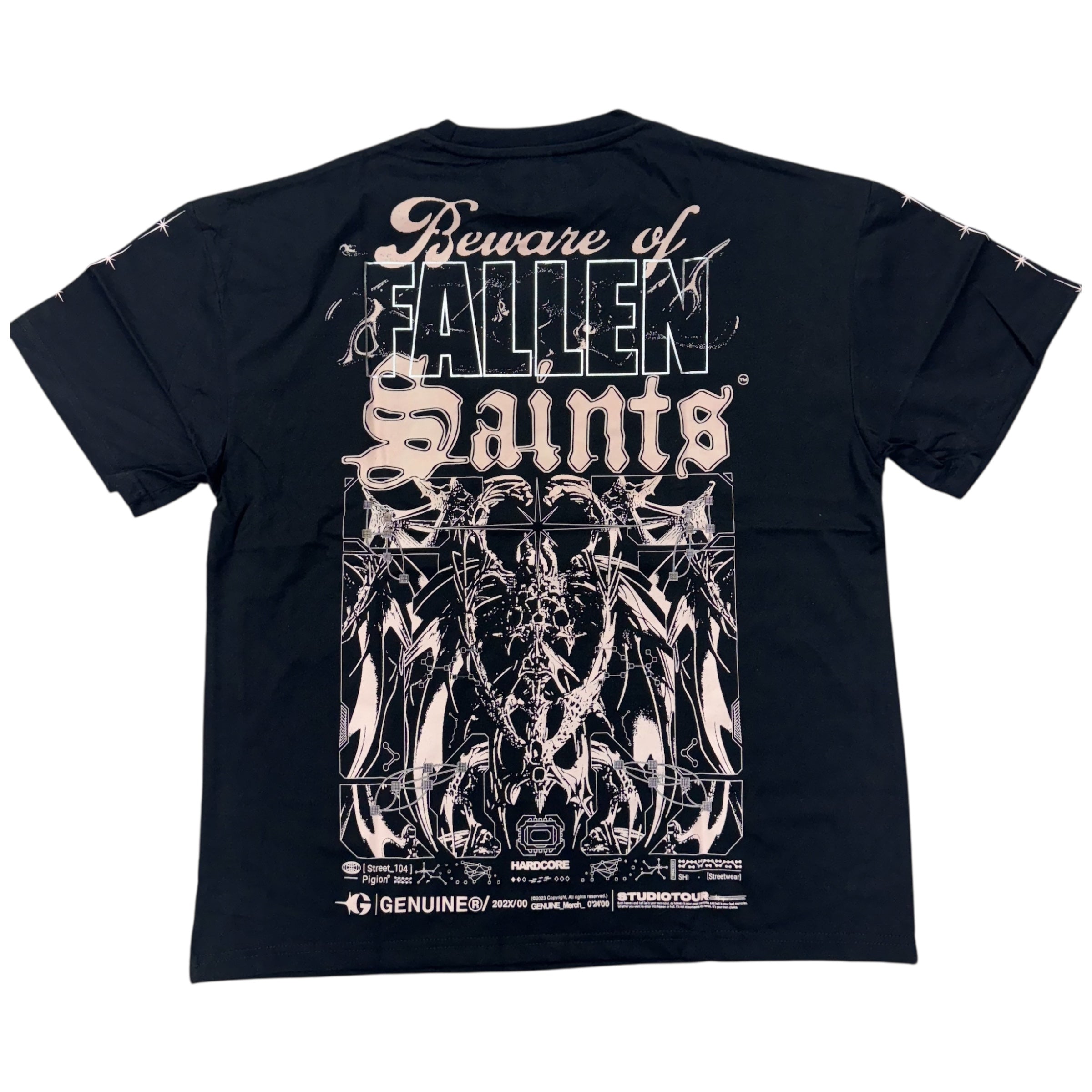 Genuine Beware Of The Fallen Saints T-Shirt Black Pink 6194