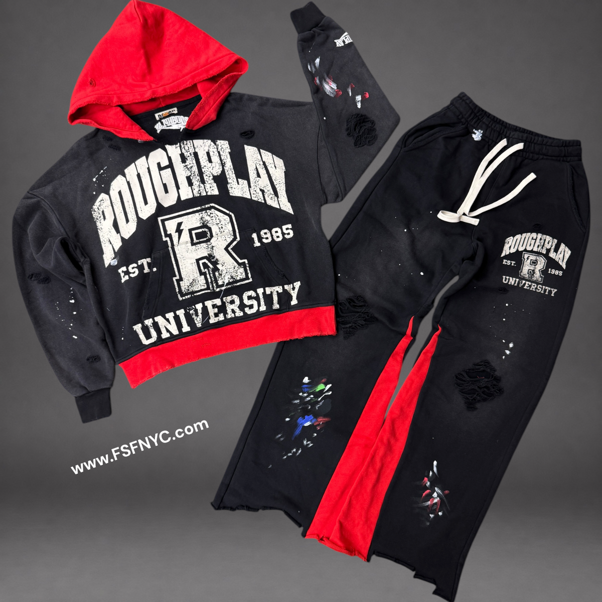 Rough Play - Two Tone SweatSuit - Black/Red