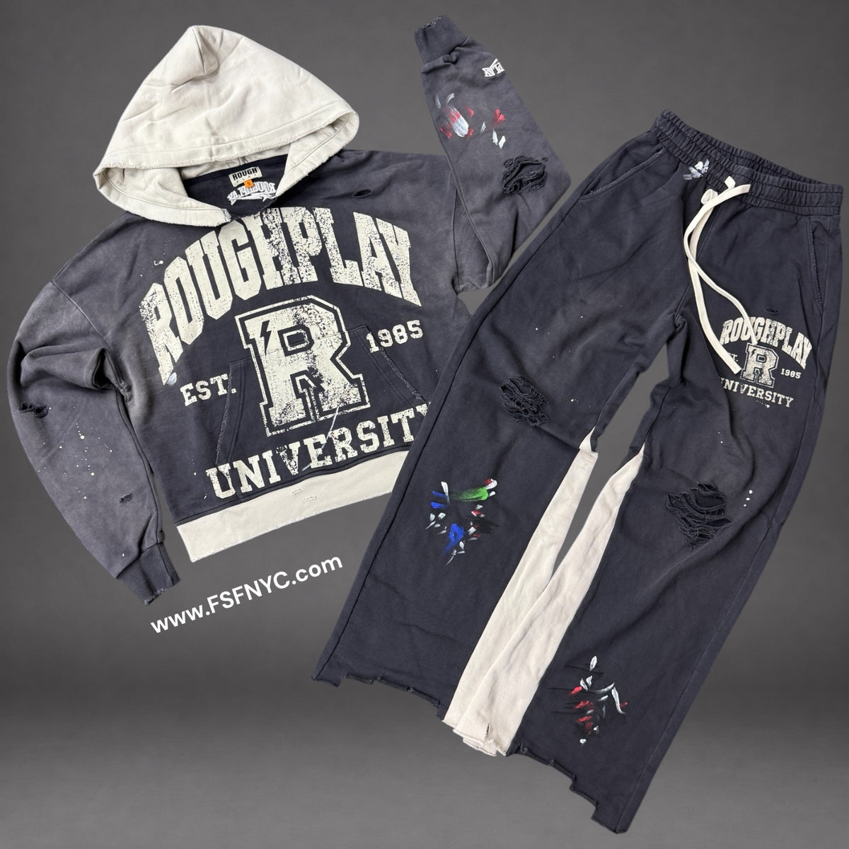 Rough Play - Two Tone SweatSuit - Navy/Grey Wash