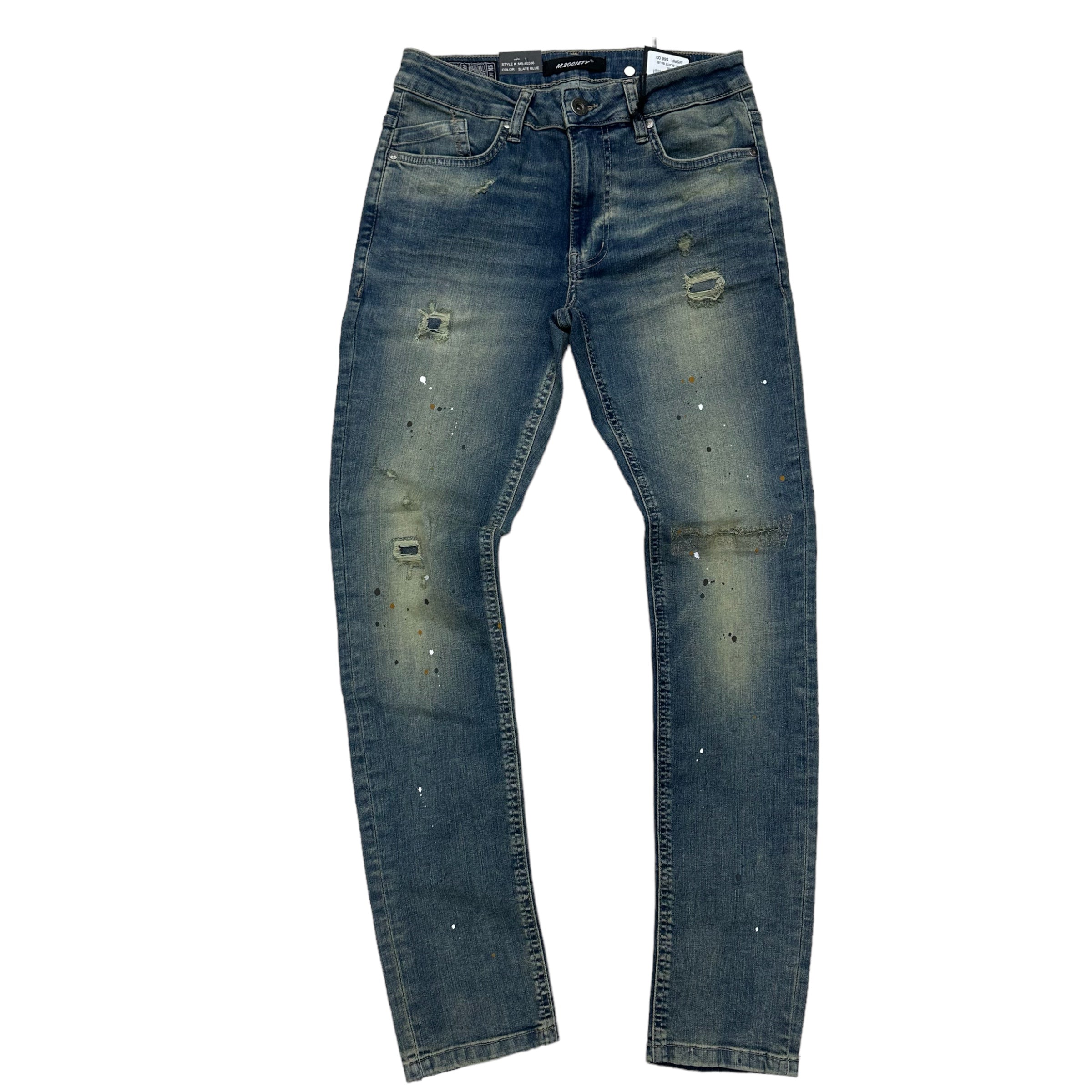 Mischief Paint Splatter Slim fit Jeans Slate Blue 80336