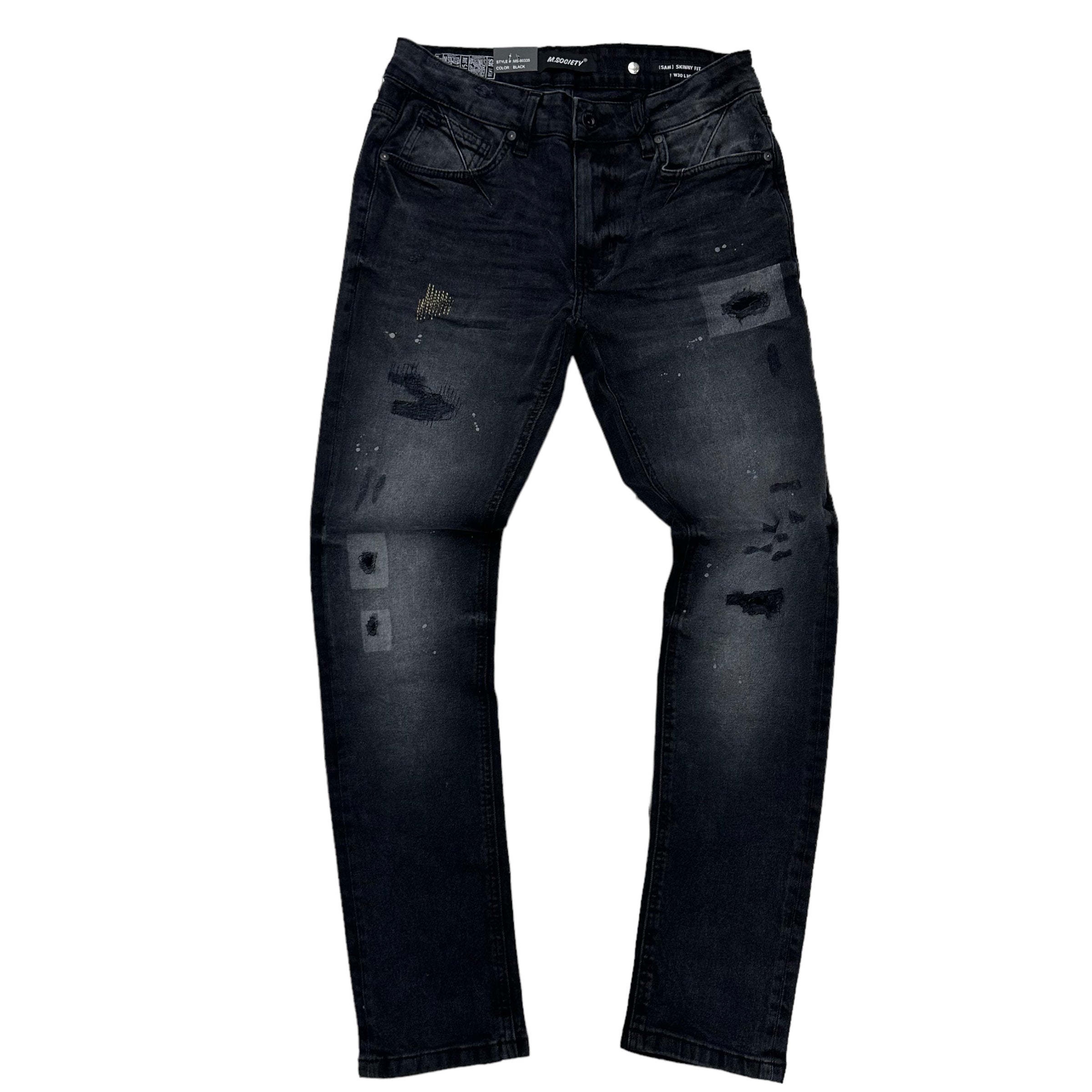 Mischief Faded Slim Fit Jeans Black 80335