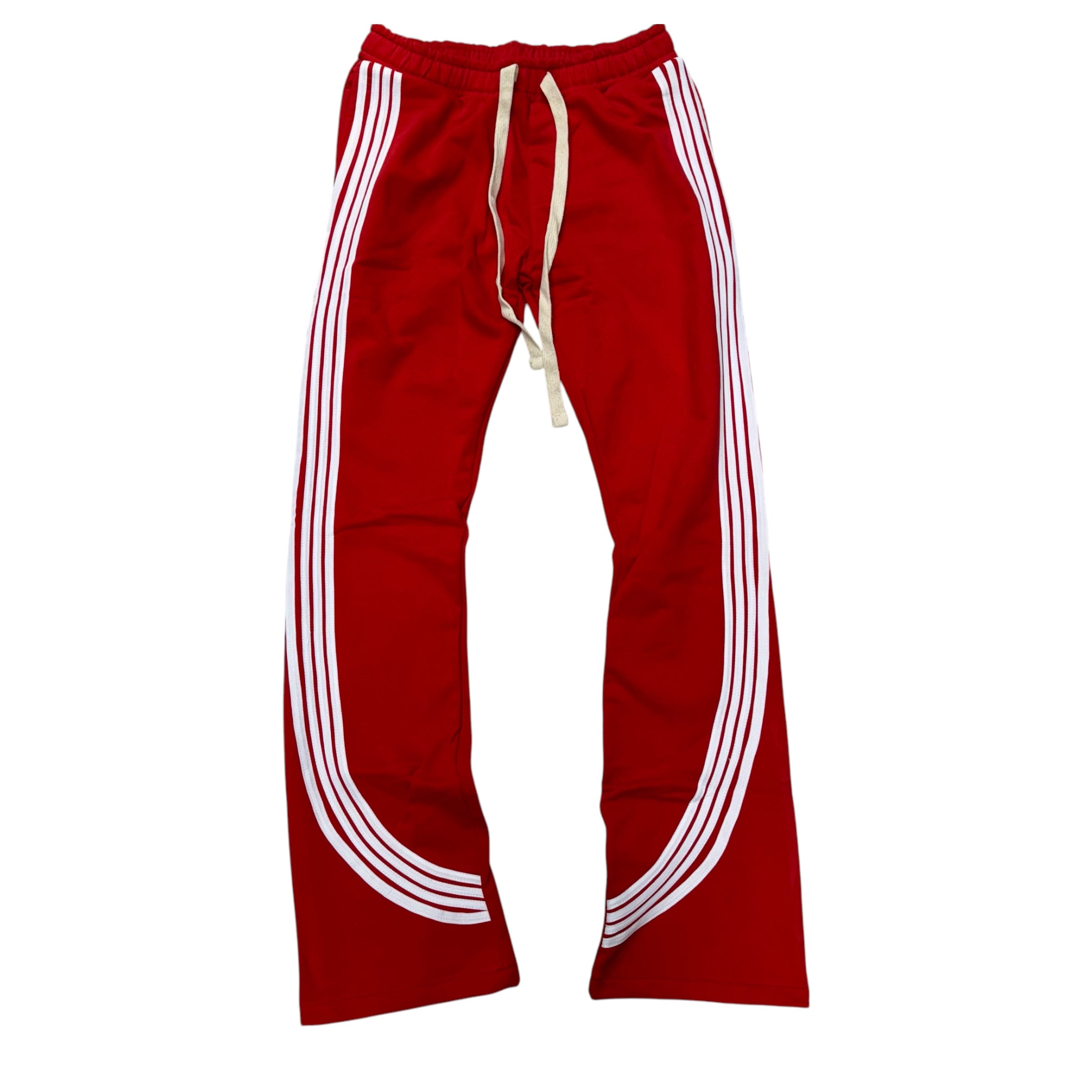 Narr Stacked Slim w/Stripes Sweats Red White (Run Slim, Go up 1 Size)