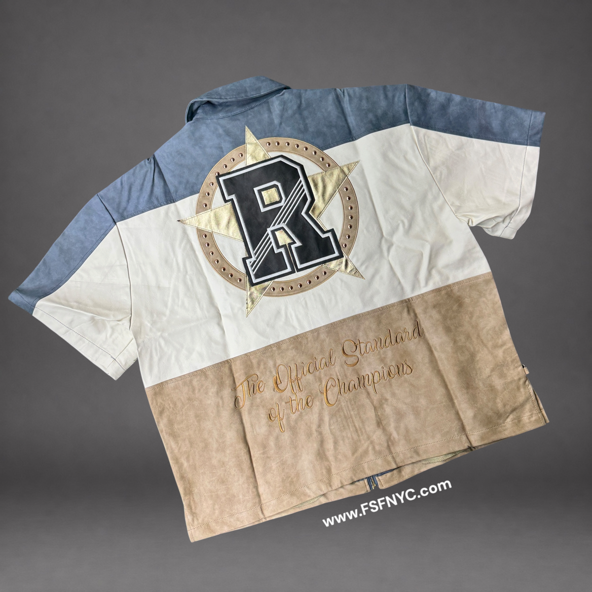 Rise - Leather colorblock shirt - Khaki 595