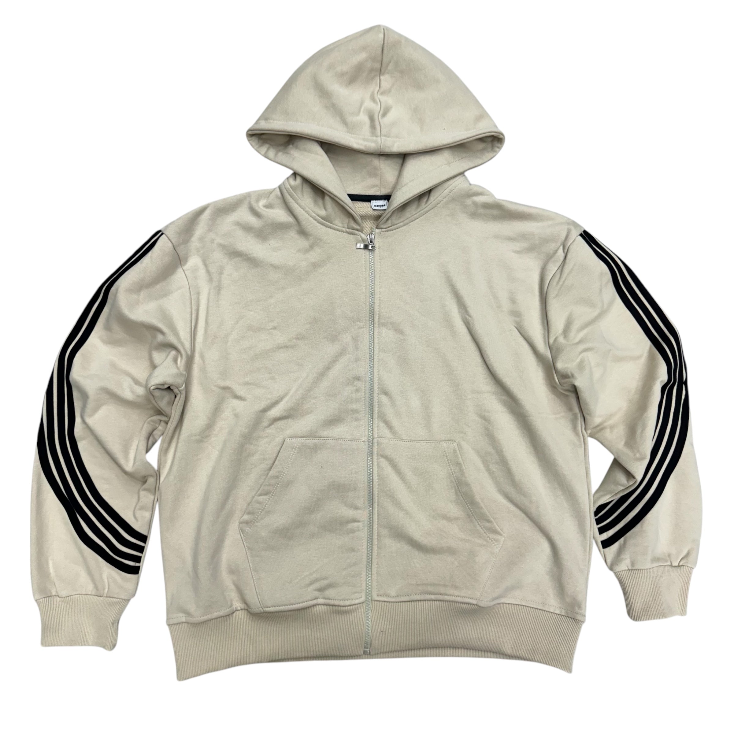 Narr Zip Up Hoodie s/stripes Beige Black  (Run Slim Go Up 1 size)