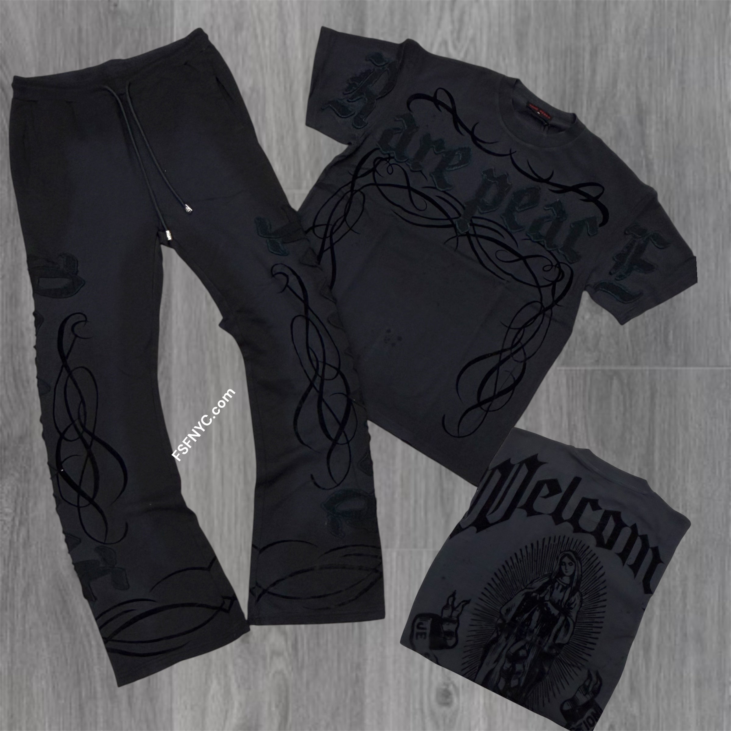 RP - SET - Dark Age Flare Pants &Tee - Dk Grey - 6073