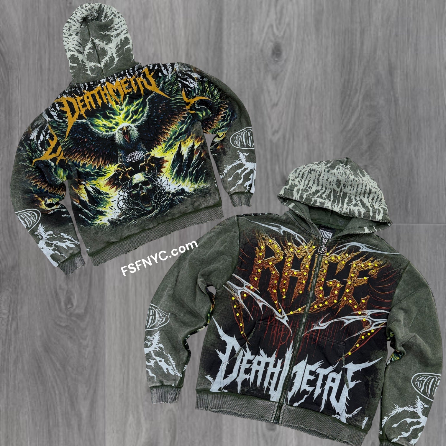 Stray - Rage Crystal Hoodie - D. Green - 1616