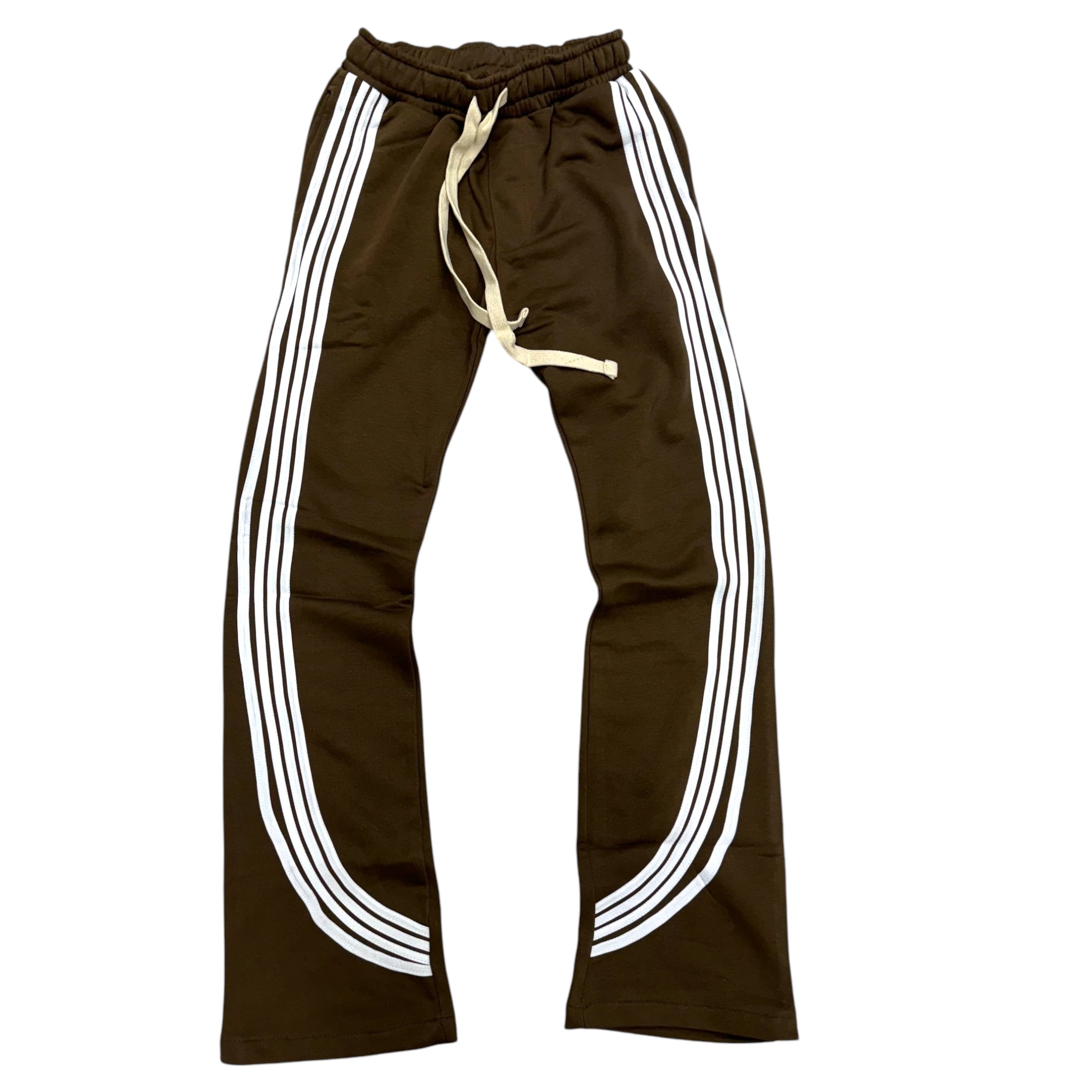 Narr Stacked Slim w/Stripes Sweats Brown White (Run Slim, Go up 1 Size)