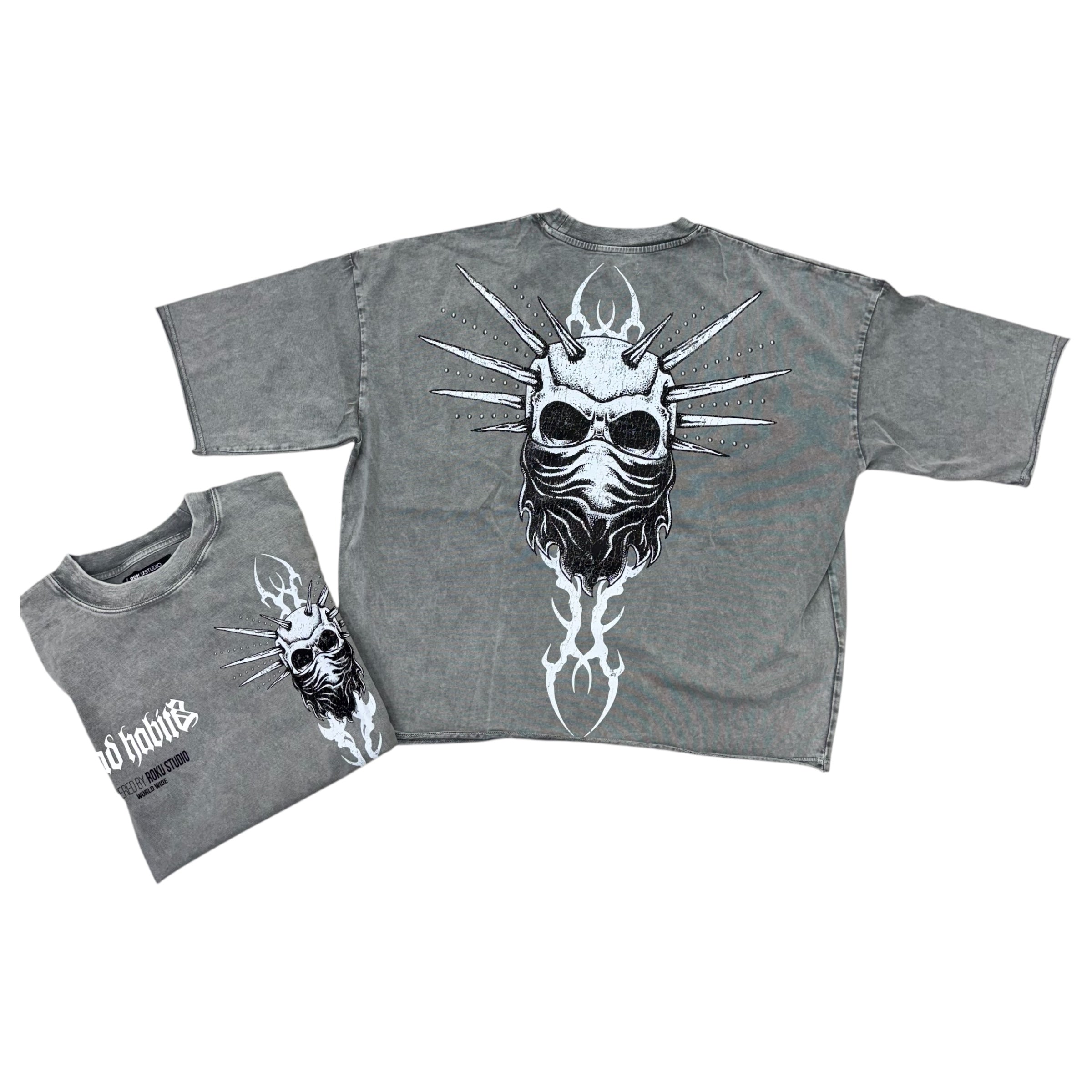 Roku Bad Habbits Crop T-Shirt Grey 1634