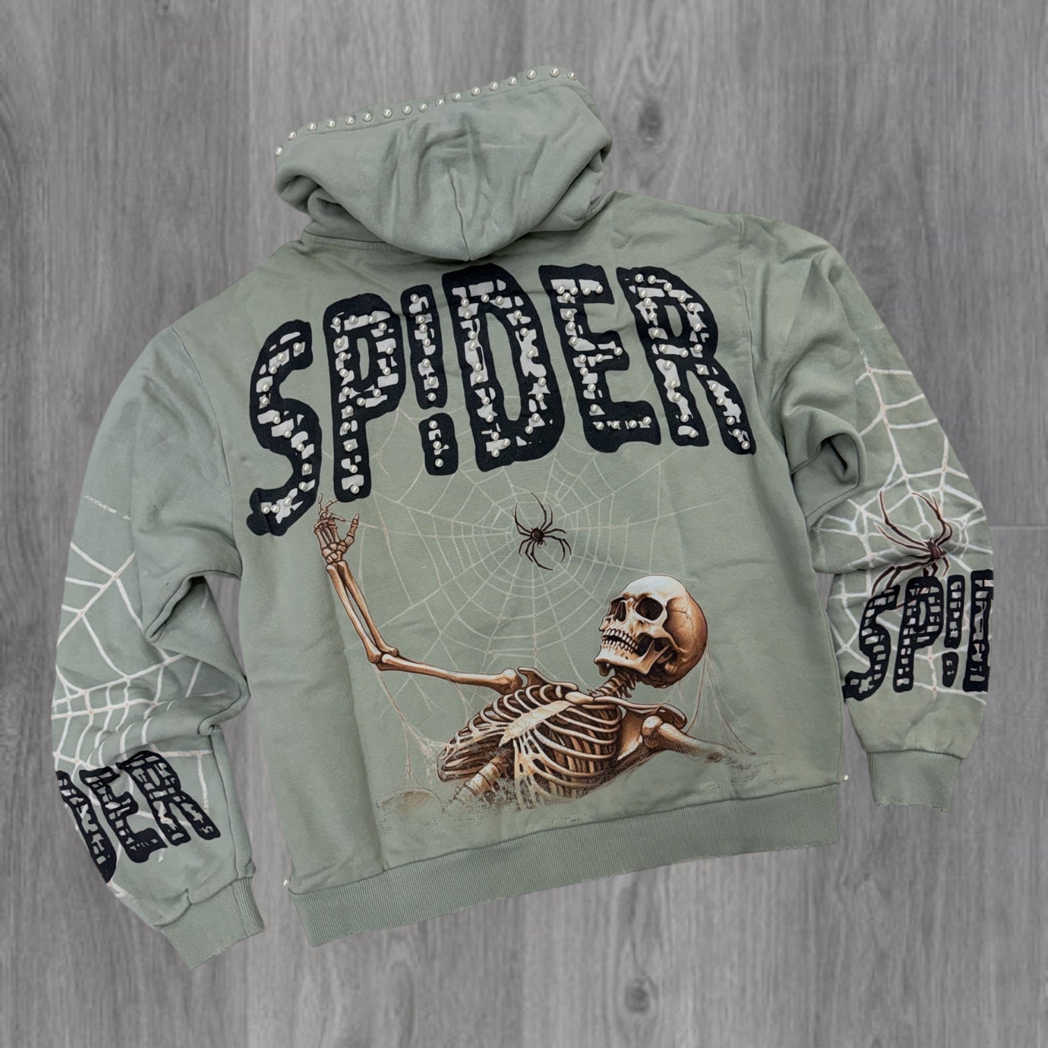 Stray - Skull Crystal Hoodie - Sage - 1608