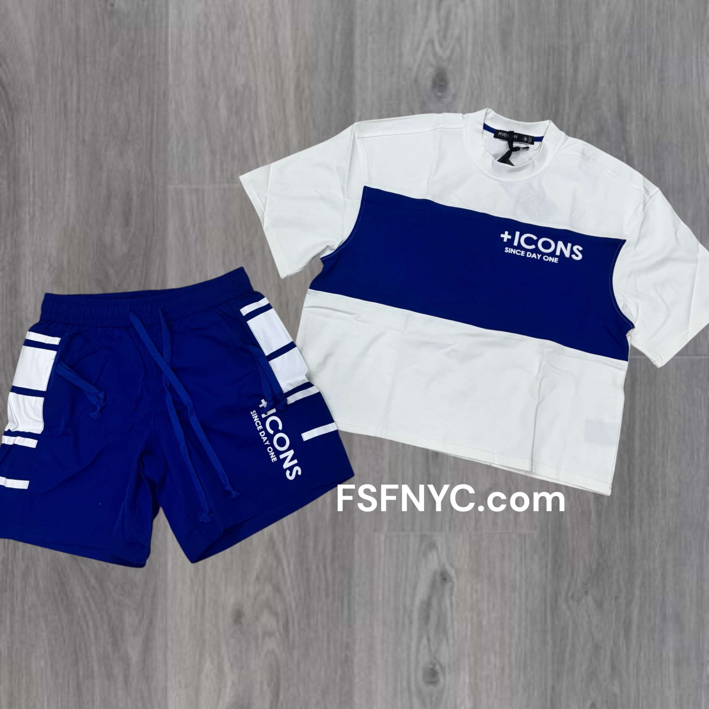 Hudson Icon Short Set Royal Blue And White 565 566