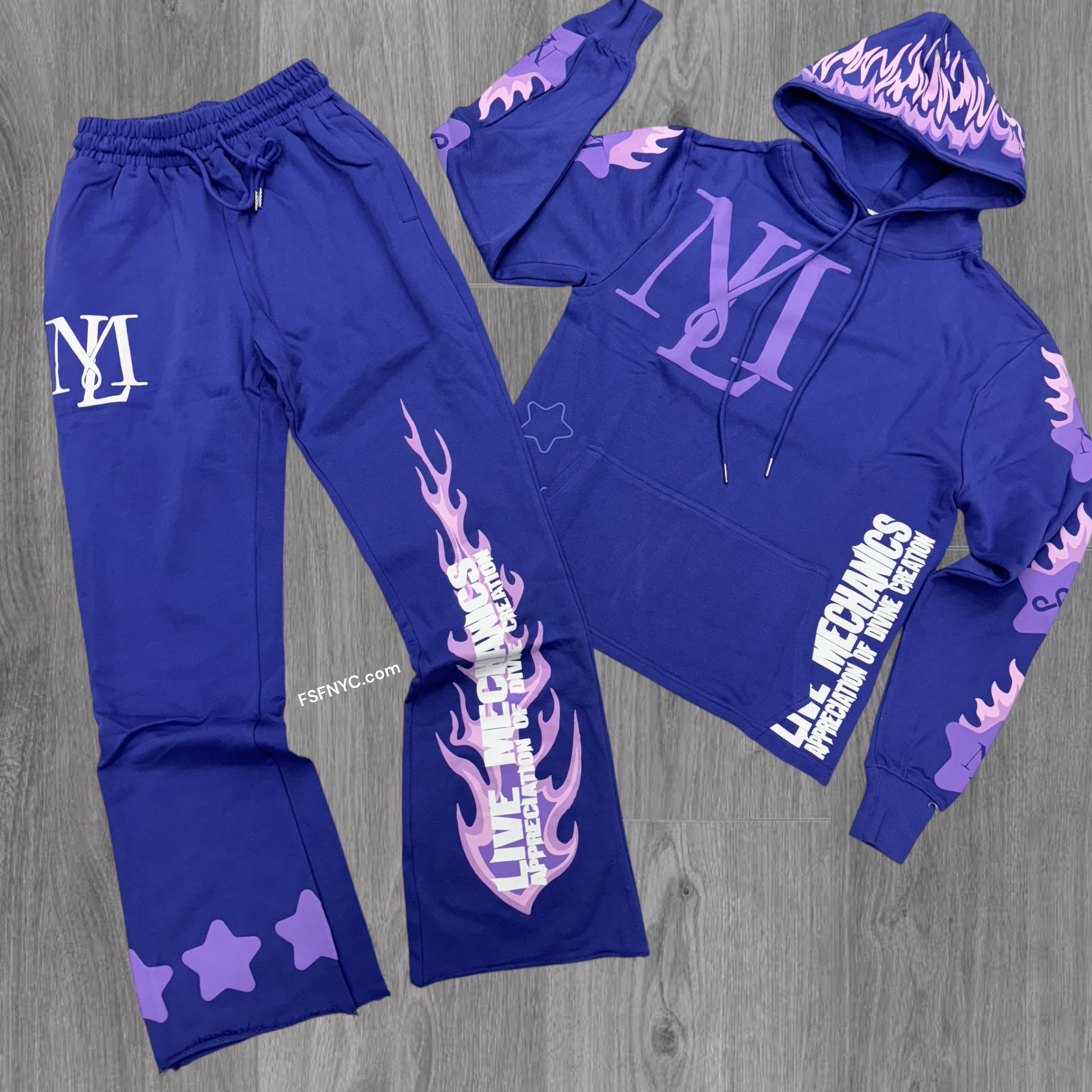 LM Shooting Stars Flare Sweat Suit light Purple