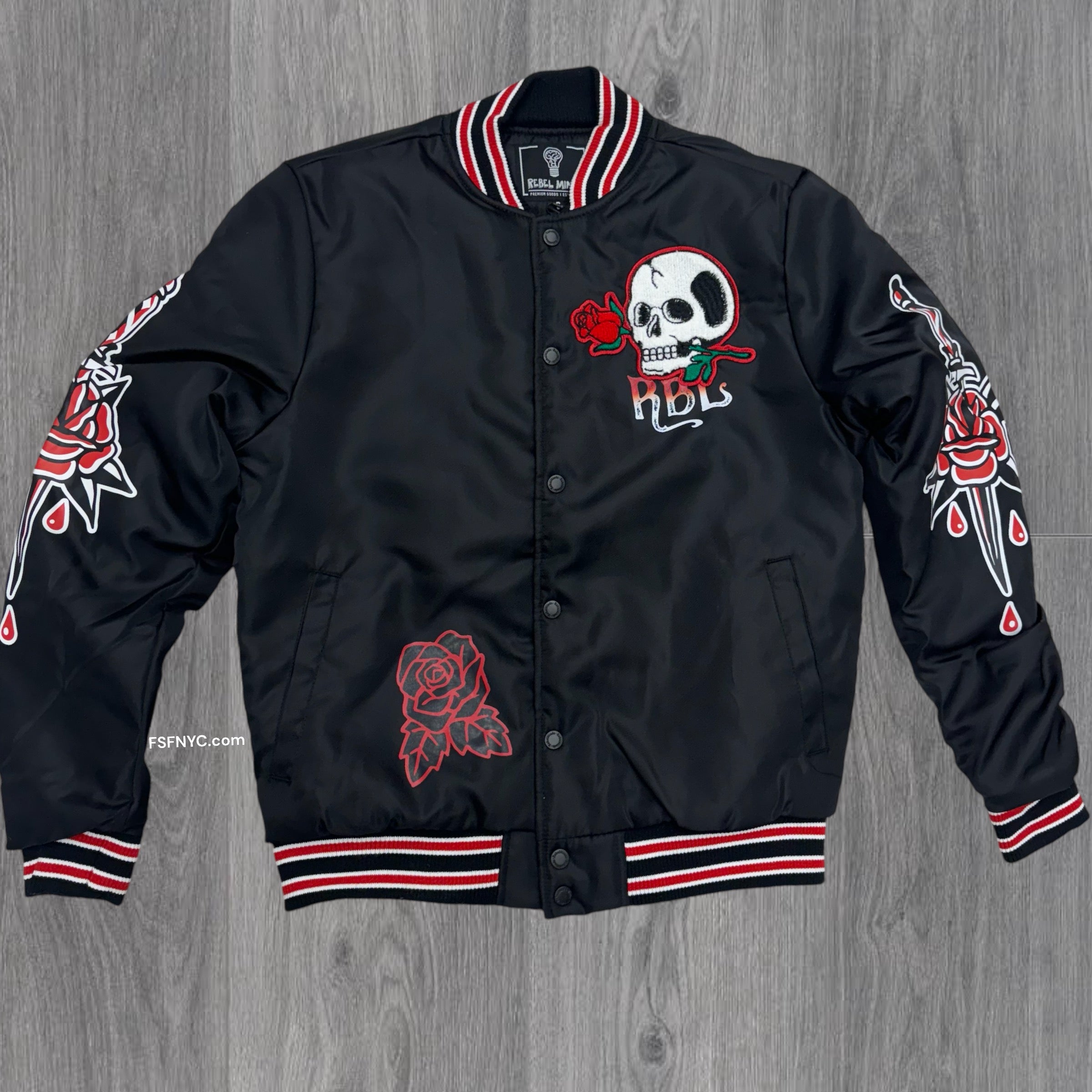 Rebel Roses Flight Jacket Black 545