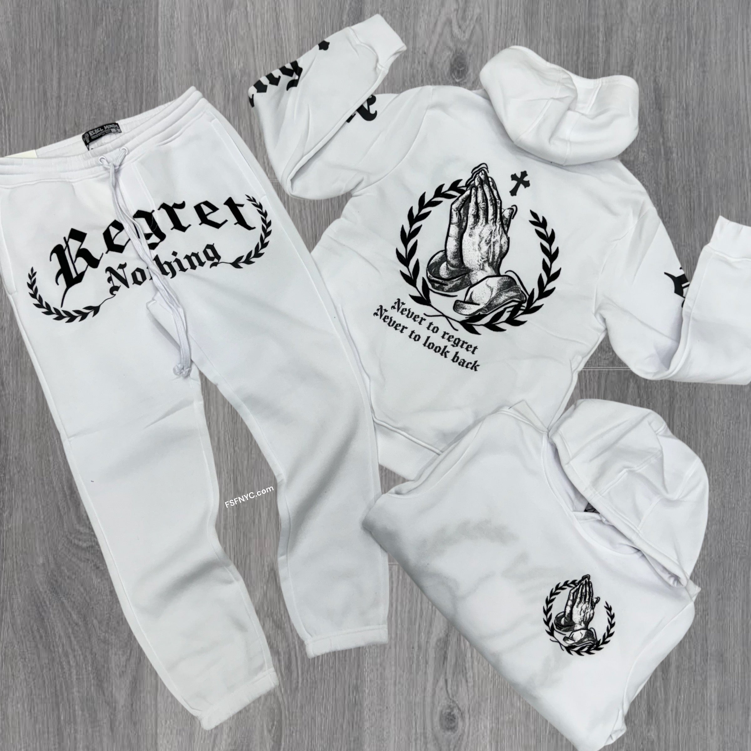 Regret Nothing Sweat Suit White 324 424